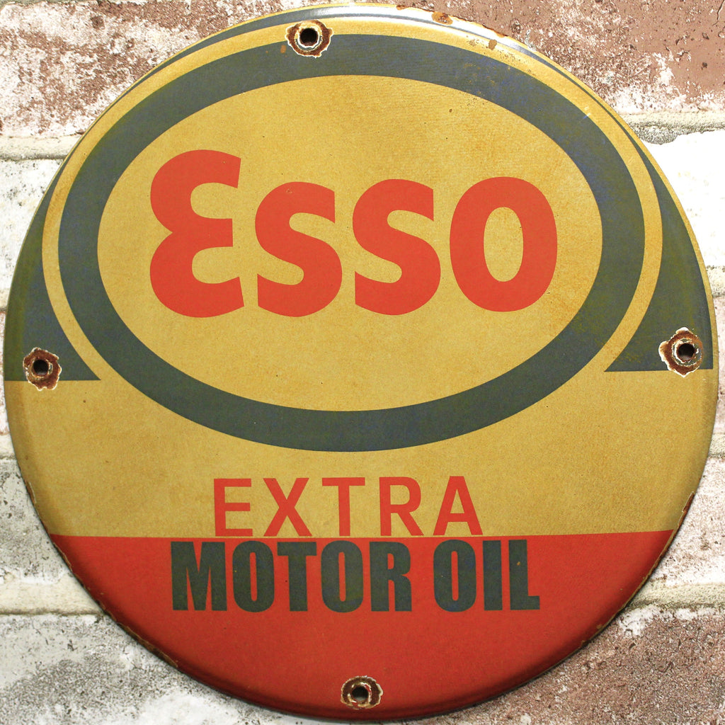 Esso Extra Motor Oil Porcelain Enamel Sign (12in)