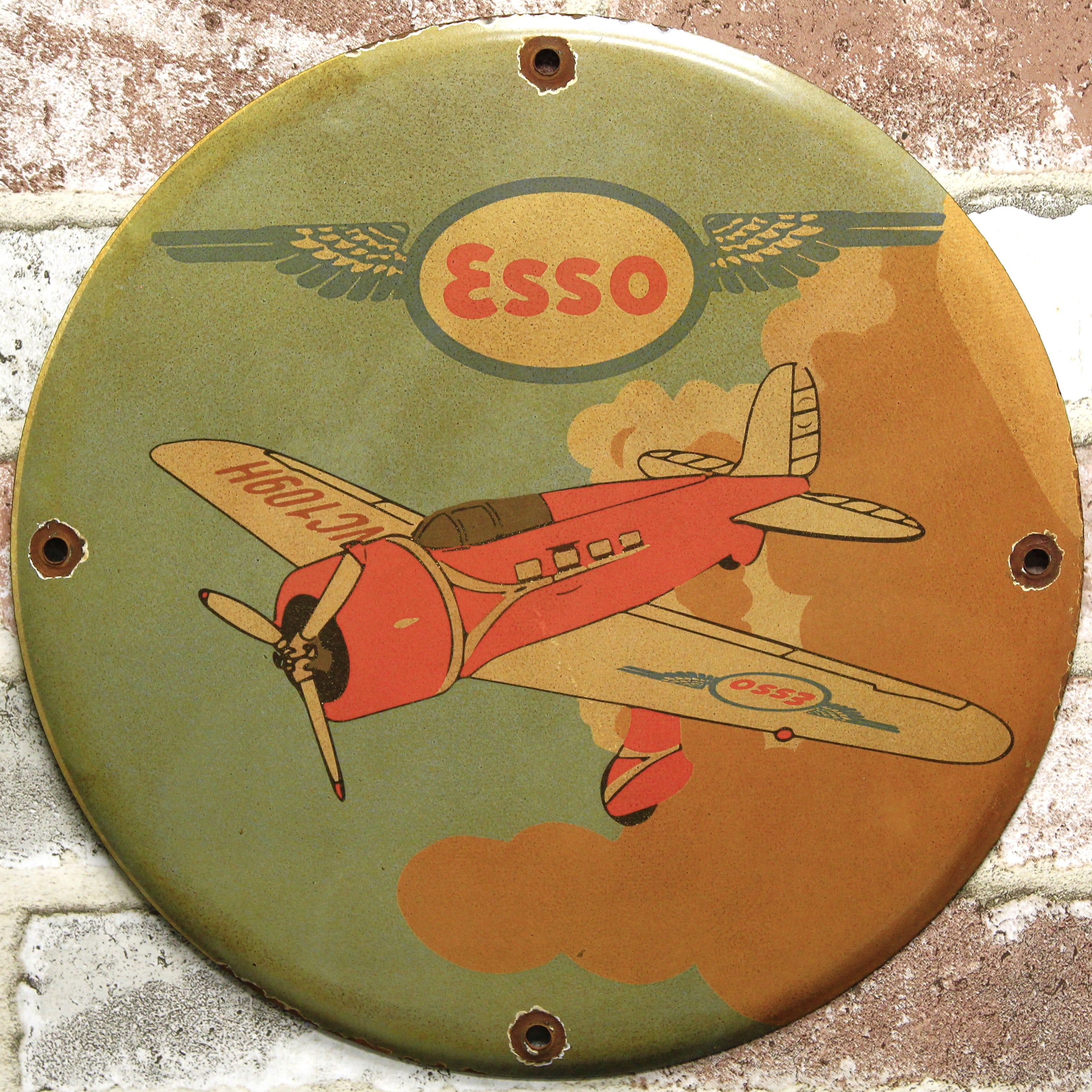 Esso Aviation Airplane Porcelain Enamel Sign (12in)