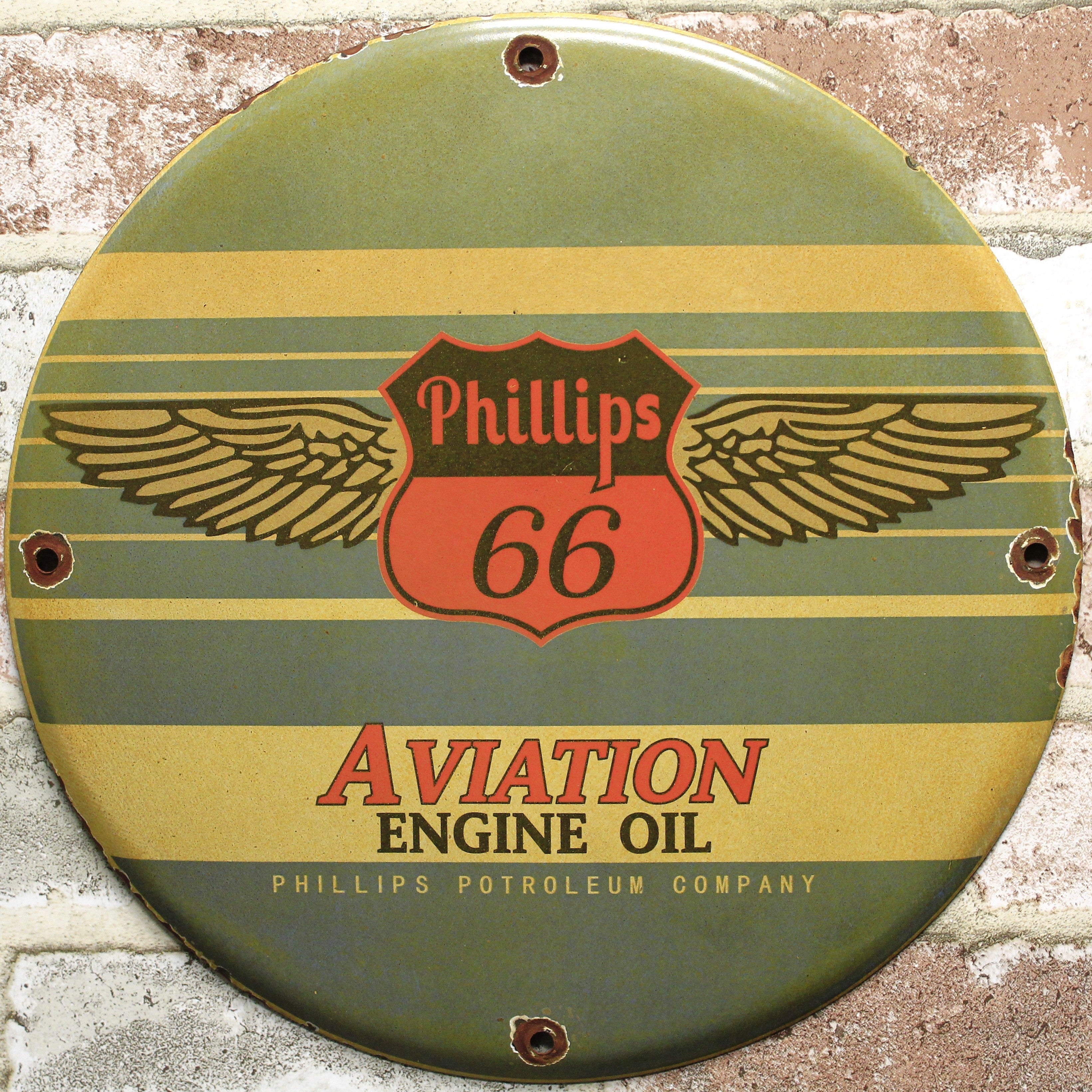 Phillips 66 Aviation Porcelain Enamel Sign (12in)