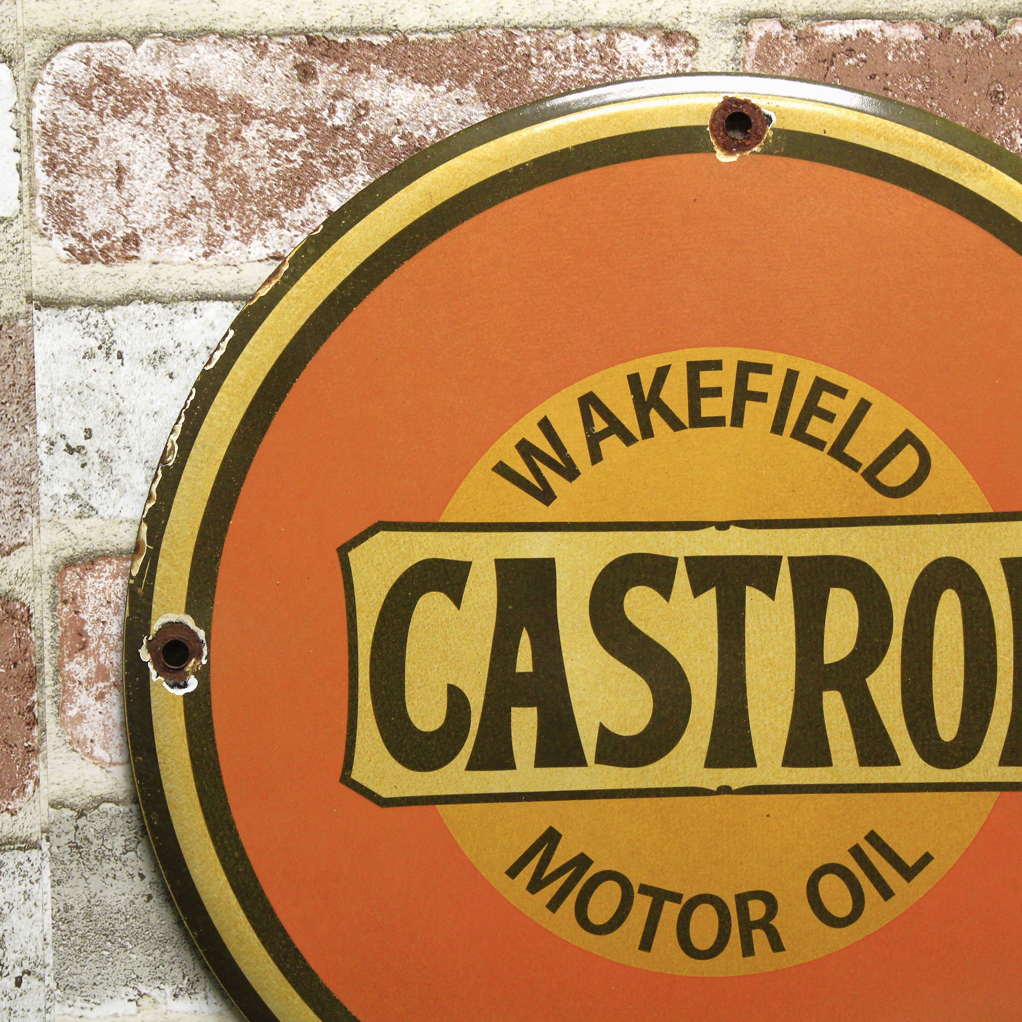 Wakefield Castrol Motor Oil Porcelain Enamel Sign (12in)