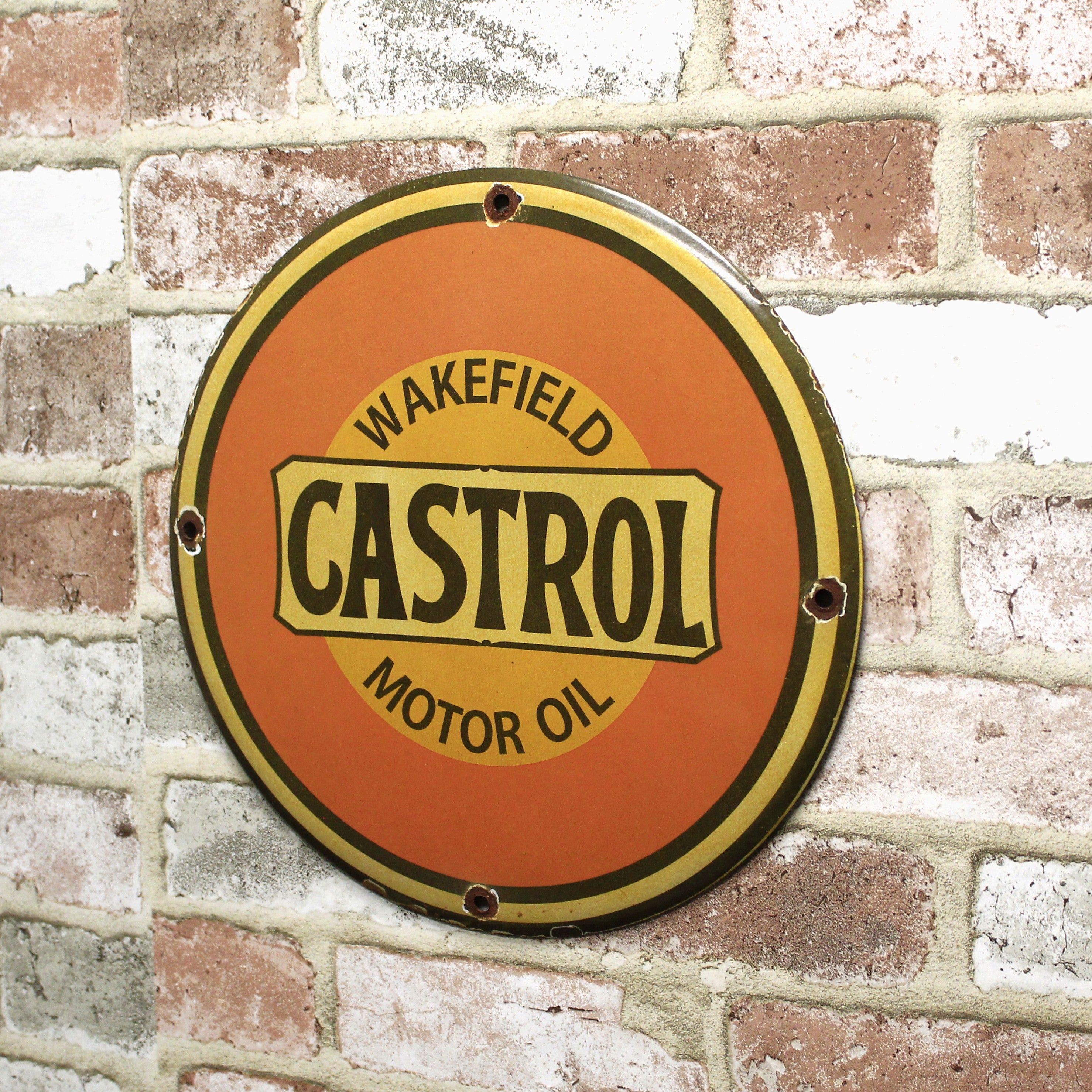 Wakefield Castrol Motor Oil Porcelain Enamel Sign (12in)