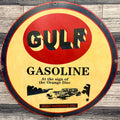 GULF Gasoline Refining Large 30-Inch Metal Porcelain Enamel Sign