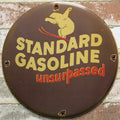 Standard Gasoline Polar Bear Ski Unsurpassed Porcelain Enamel Sign (12in)