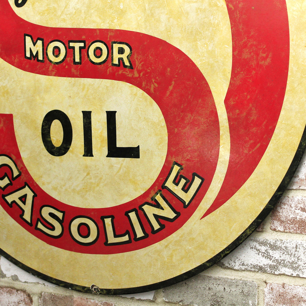 Large 30” Standard Motor Oil Gasoline Vintage Porcelain Enamel Sign