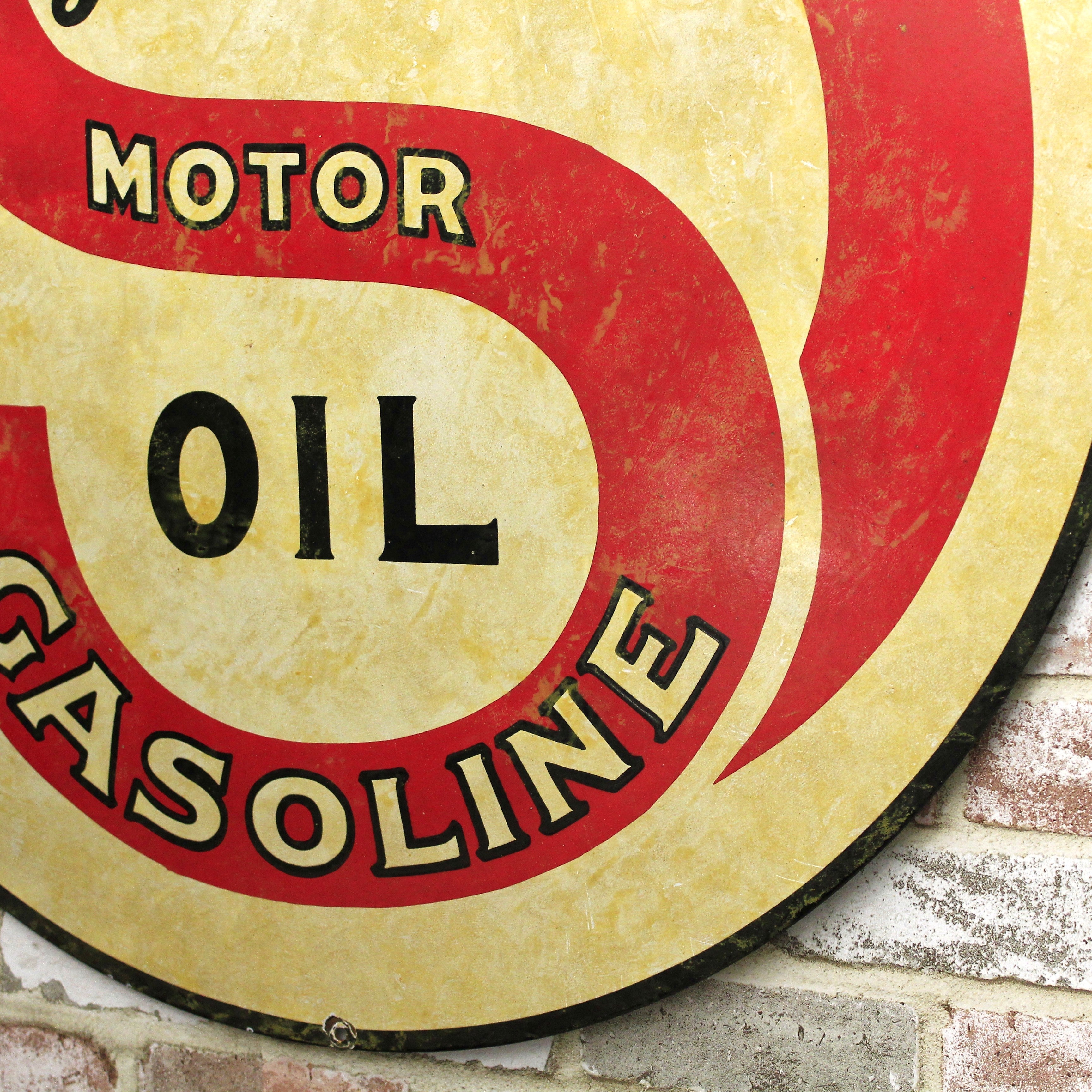 Large 30” Standard Motor Oil Gasoline Vintage Porcelain Enamel Sign
