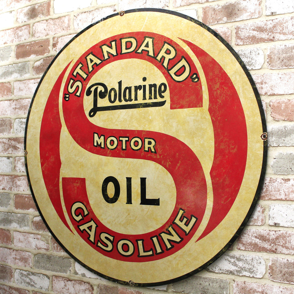 Large 30” Standard Motor Oil Gasoline Vintage Porcelain Enamel Sign