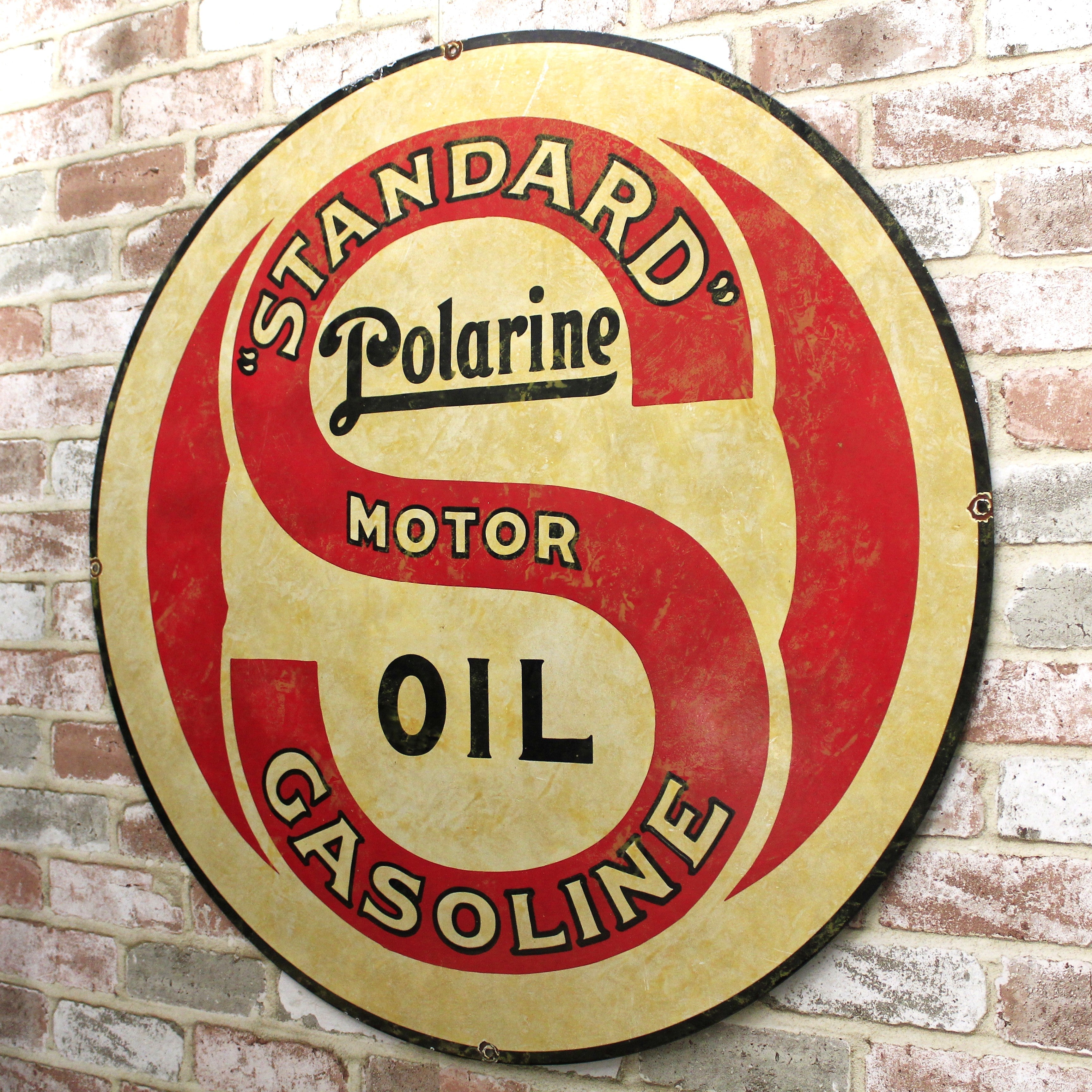 Large 30” Standard Motor Oil Gasoline Vintage Porcelain Enamel Sign