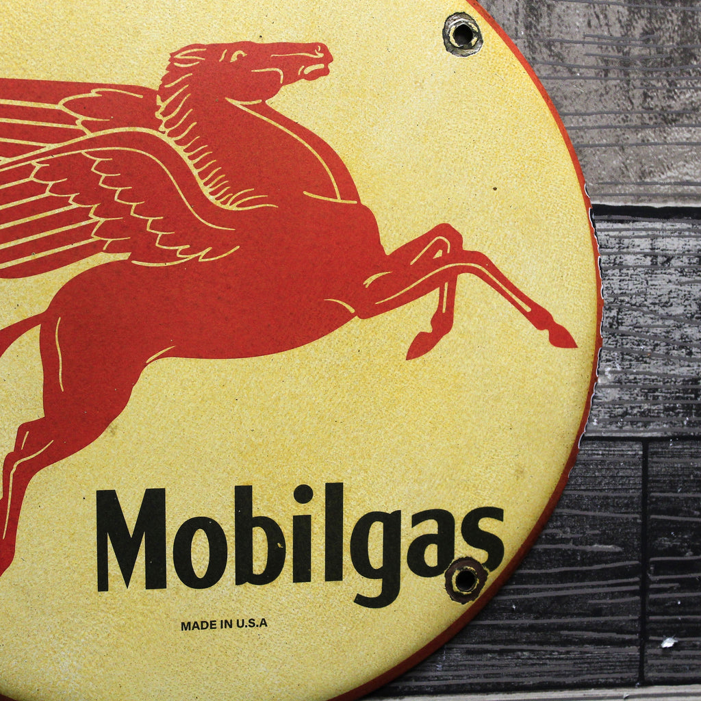 Mobilgas Red Pegasus Porcelain Enamel Sign (12in)