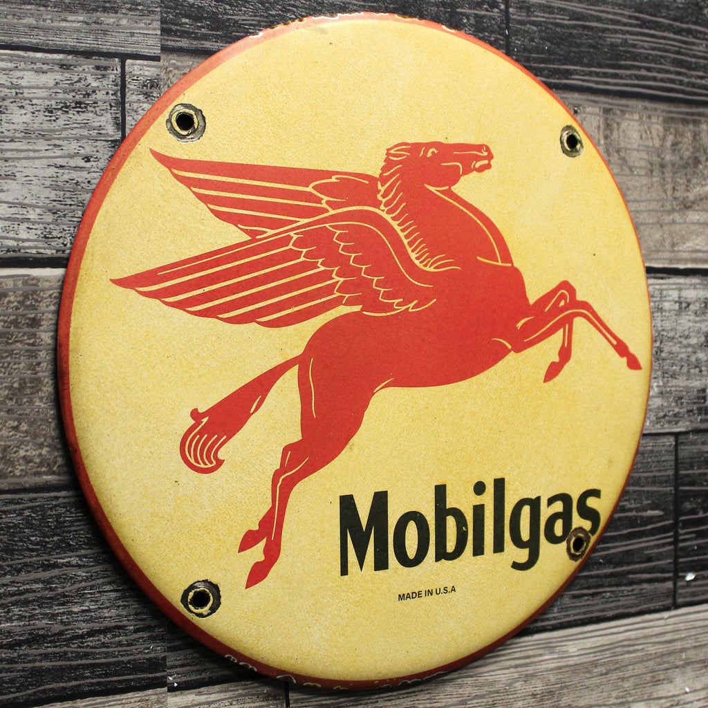 Mobilgas Red Pegasus Porcelain Enamel Sign (12in)