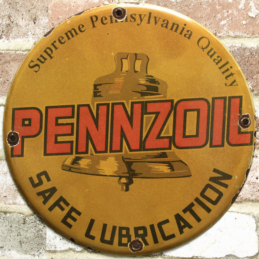 Pennzoil Supreme Pennsylvania Quality Vintage Porcelain Enamel Sign (12in)