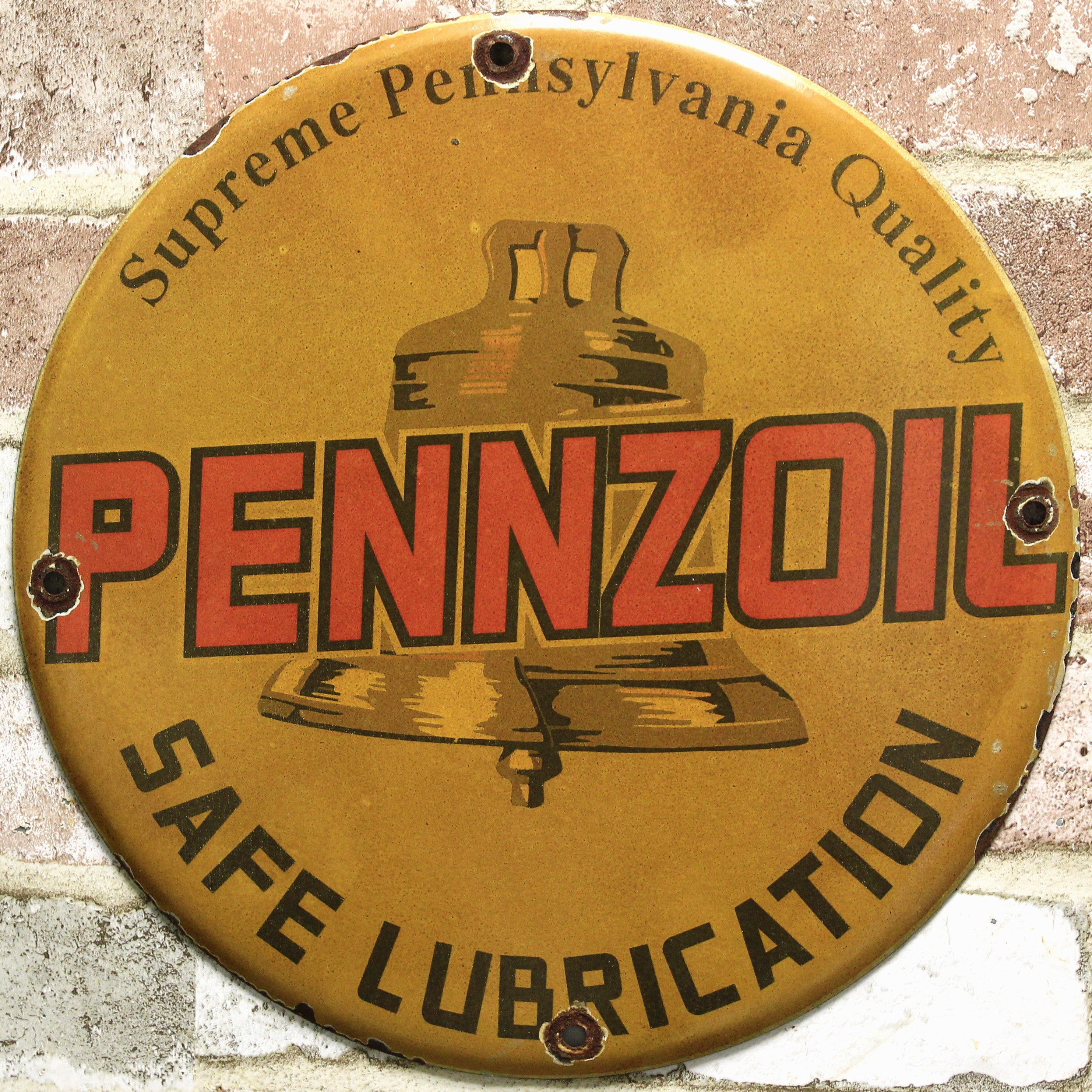 Pennzoil Supreme Pennsylvania Quality Vintage Porcelain Enamel Sign (12in)