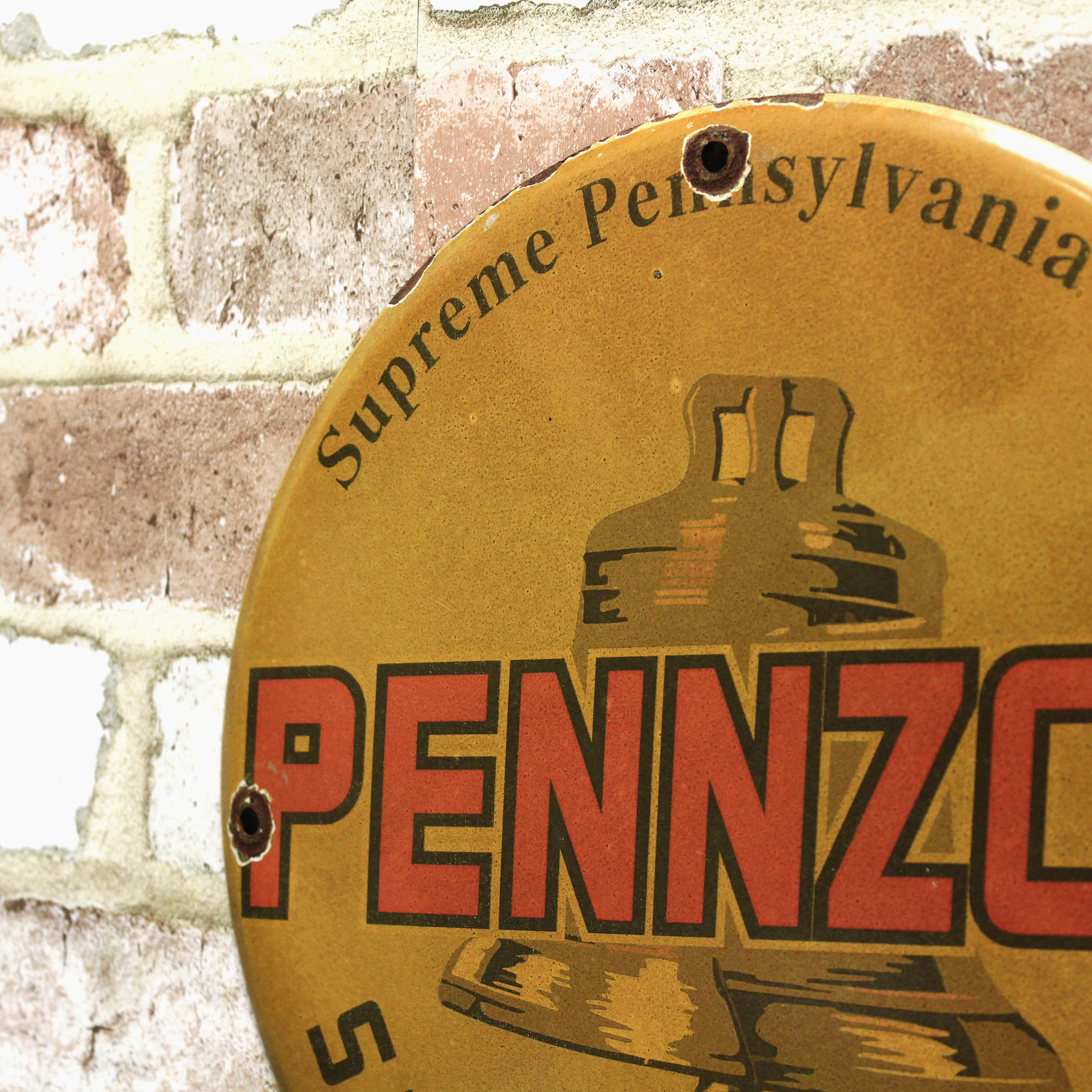 Pennzoil Supreme Pennsylvania Quality Vintage Porcelain Enamel Sign (12in)