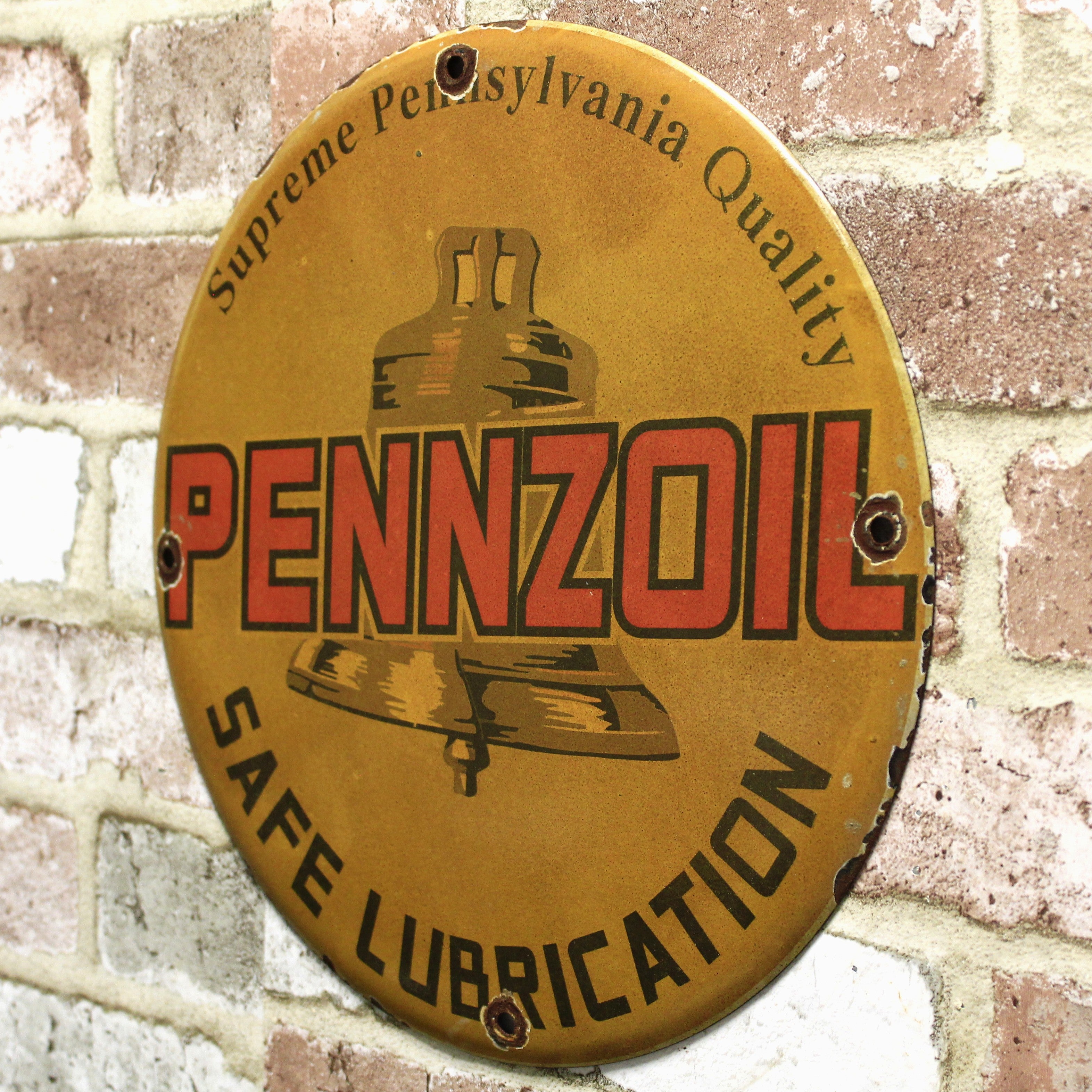 Pennzoil Supreme Pennsylvania Quality Vintage Porcelain Enamel Sign (12in)