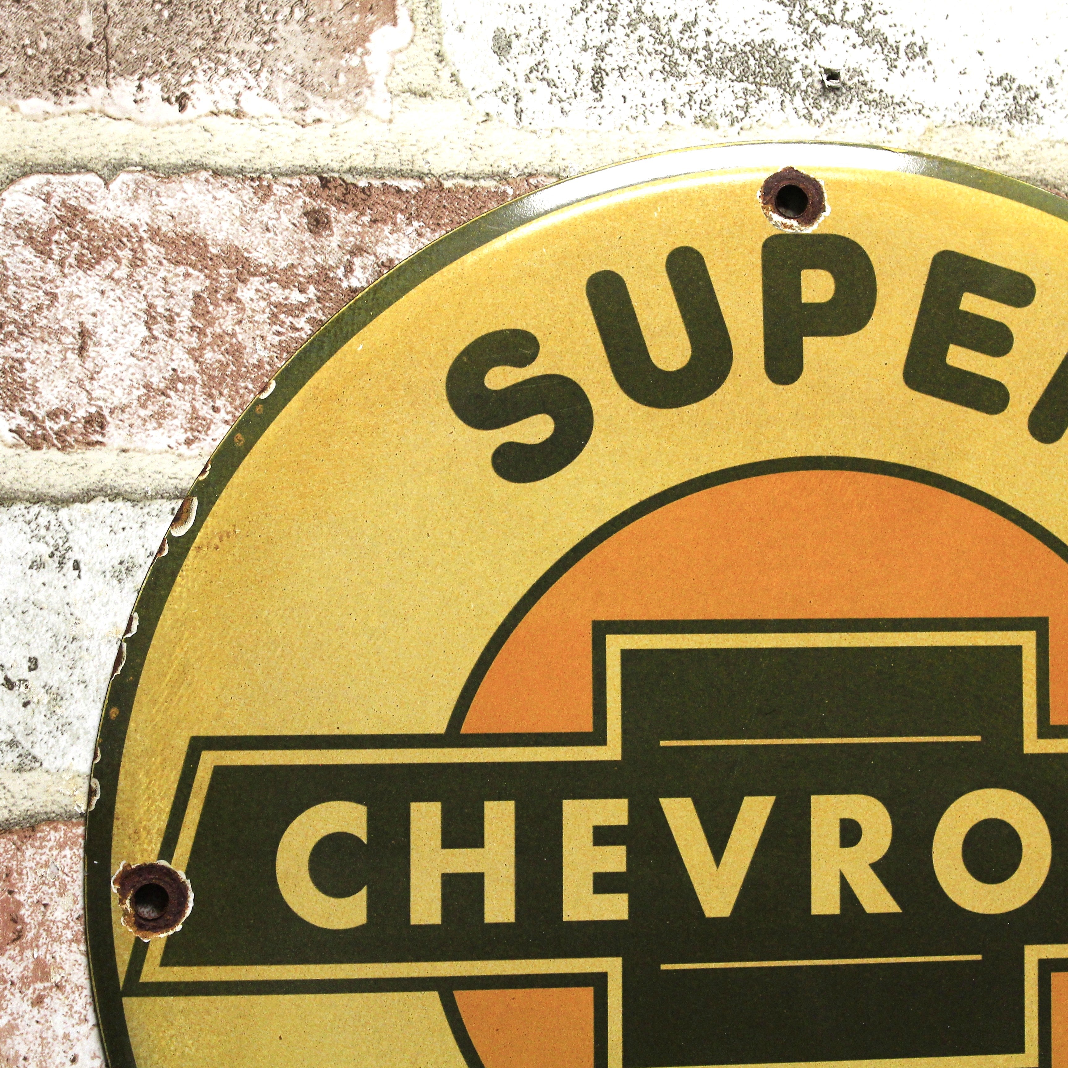 Super Chevrolet Service Vintage Porcelain Enamel Sign (12in)