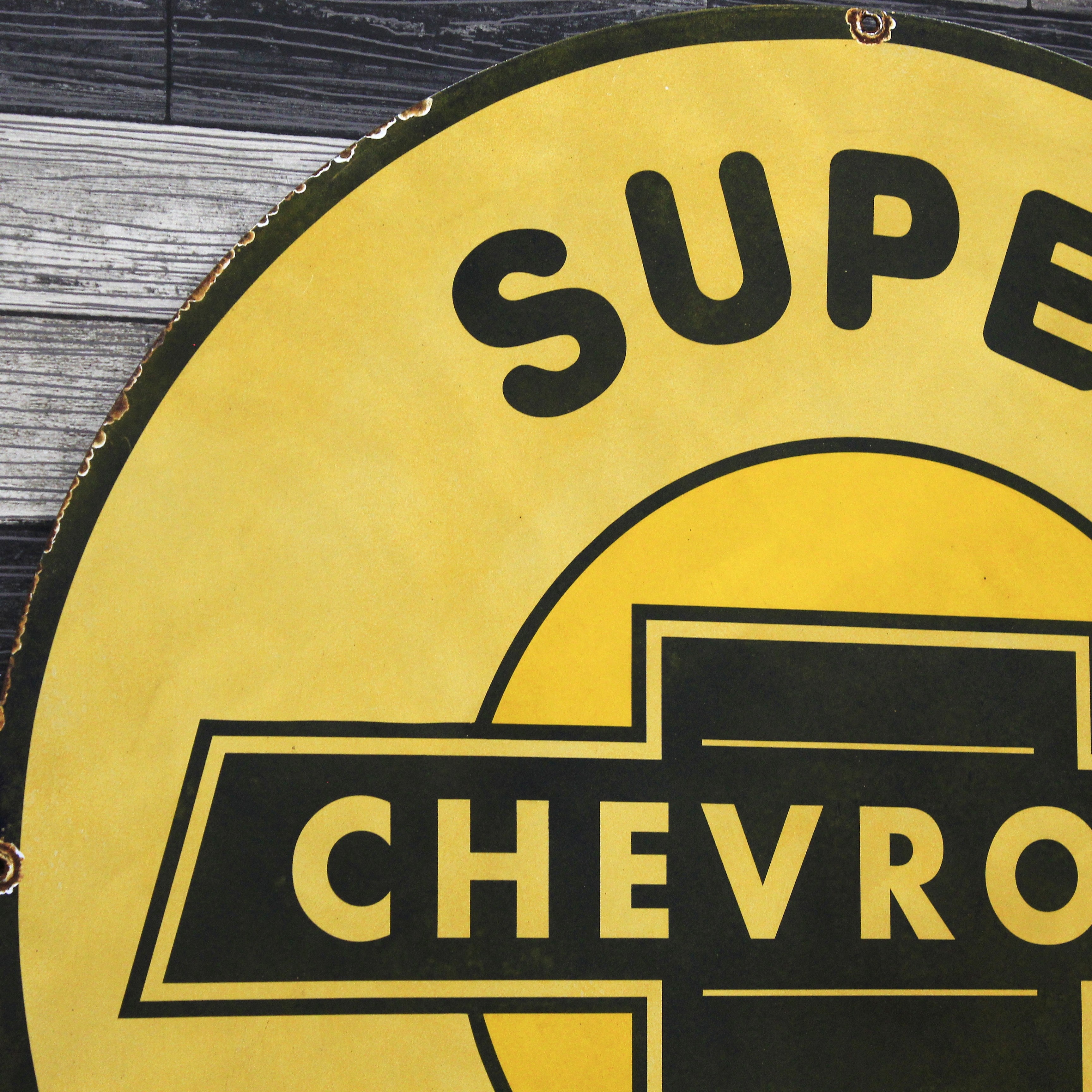 Chevrolet Super Service Large 30-Inch Porcelain Vintage Gas Station Enamel Sign