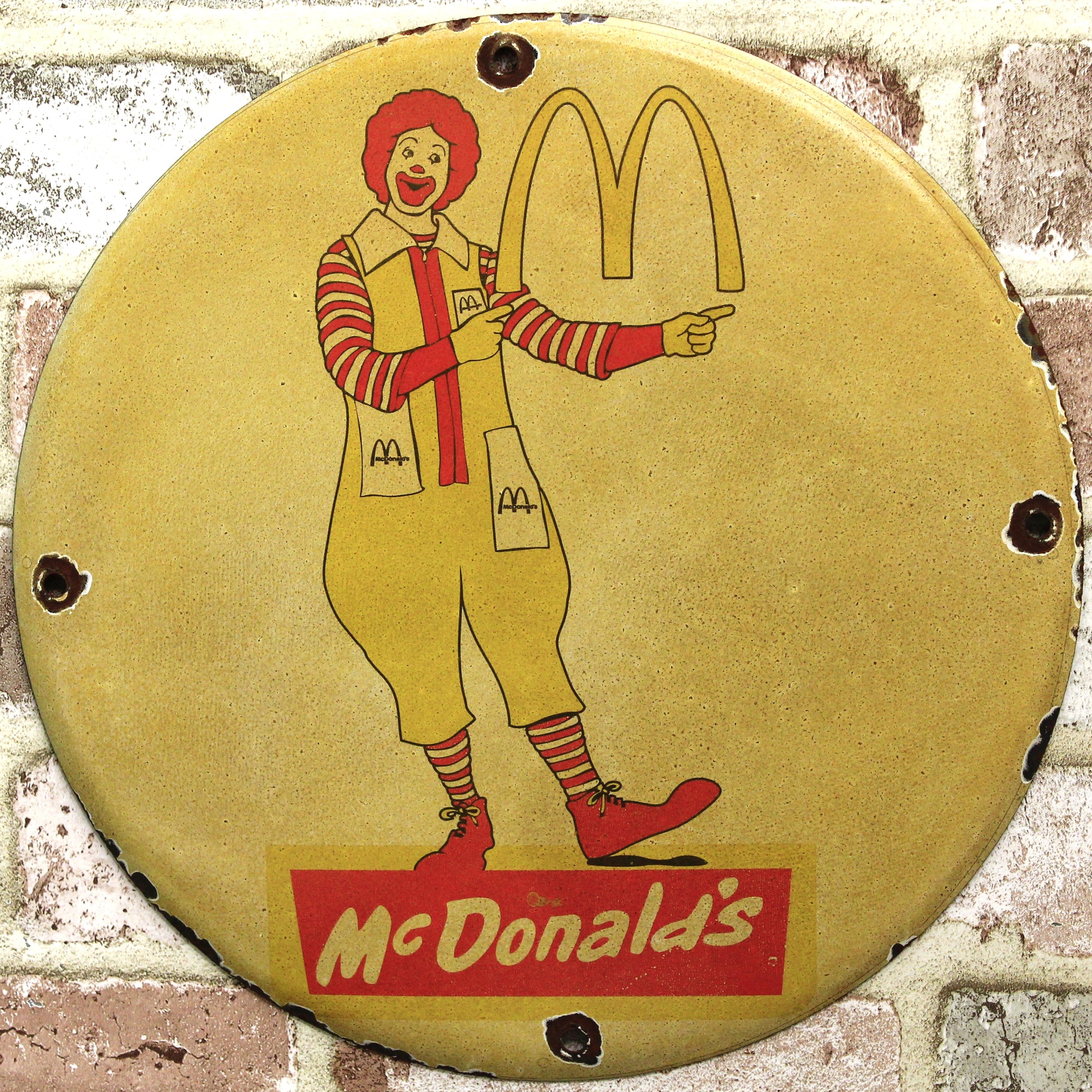 Ronald McDonald Americana Porcelain Enamel Sign (12in)