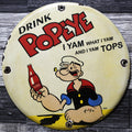 Drink Popeye Vintage Tops Porcelain Enamel Sign (12in)