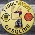 Popeye Tydol Ethyl Gasoline Porcelain Enamel Sign (12in)