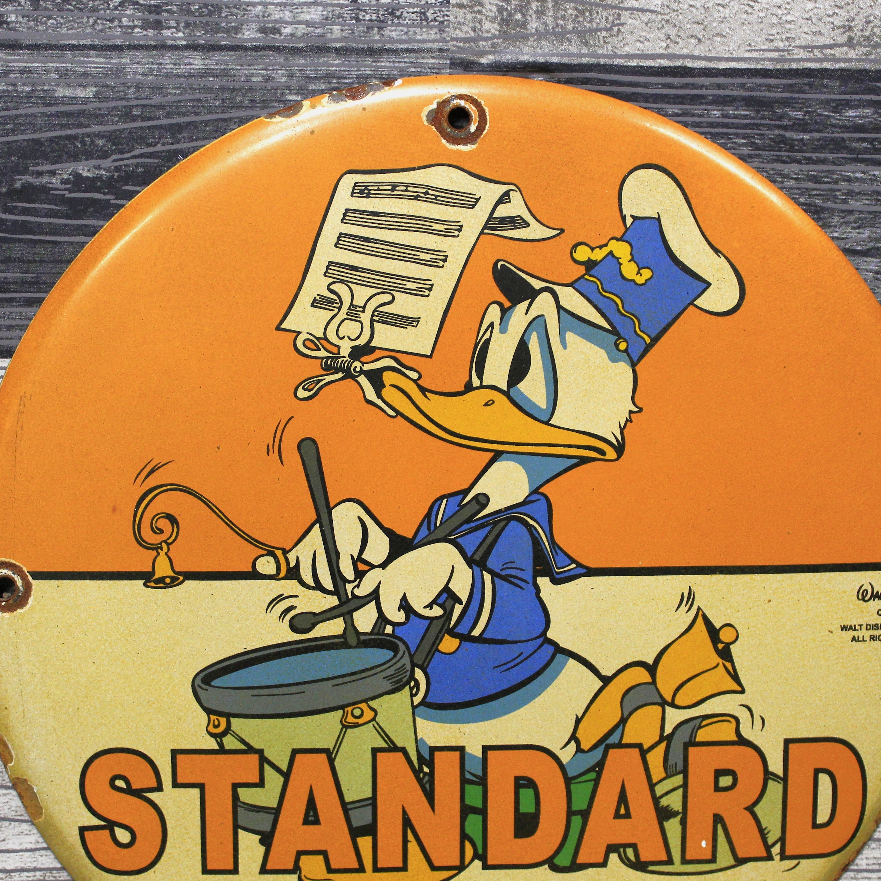 Standard Gas Donald Duck Vintage Disney Porcelain Enamel Sign (12in)