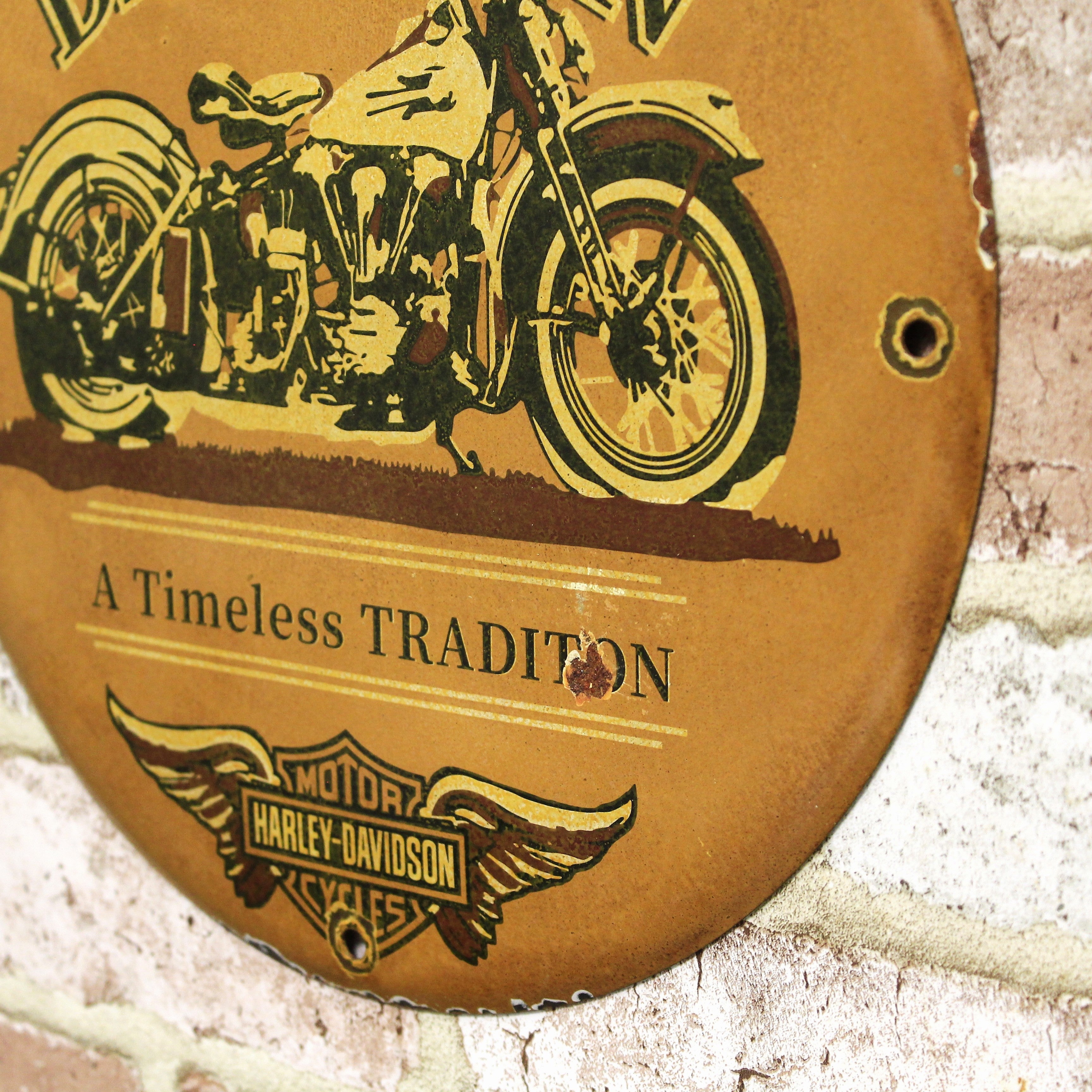Harley Davidson Motorcycles Vintage Porcelain Enamel Sign (12in)