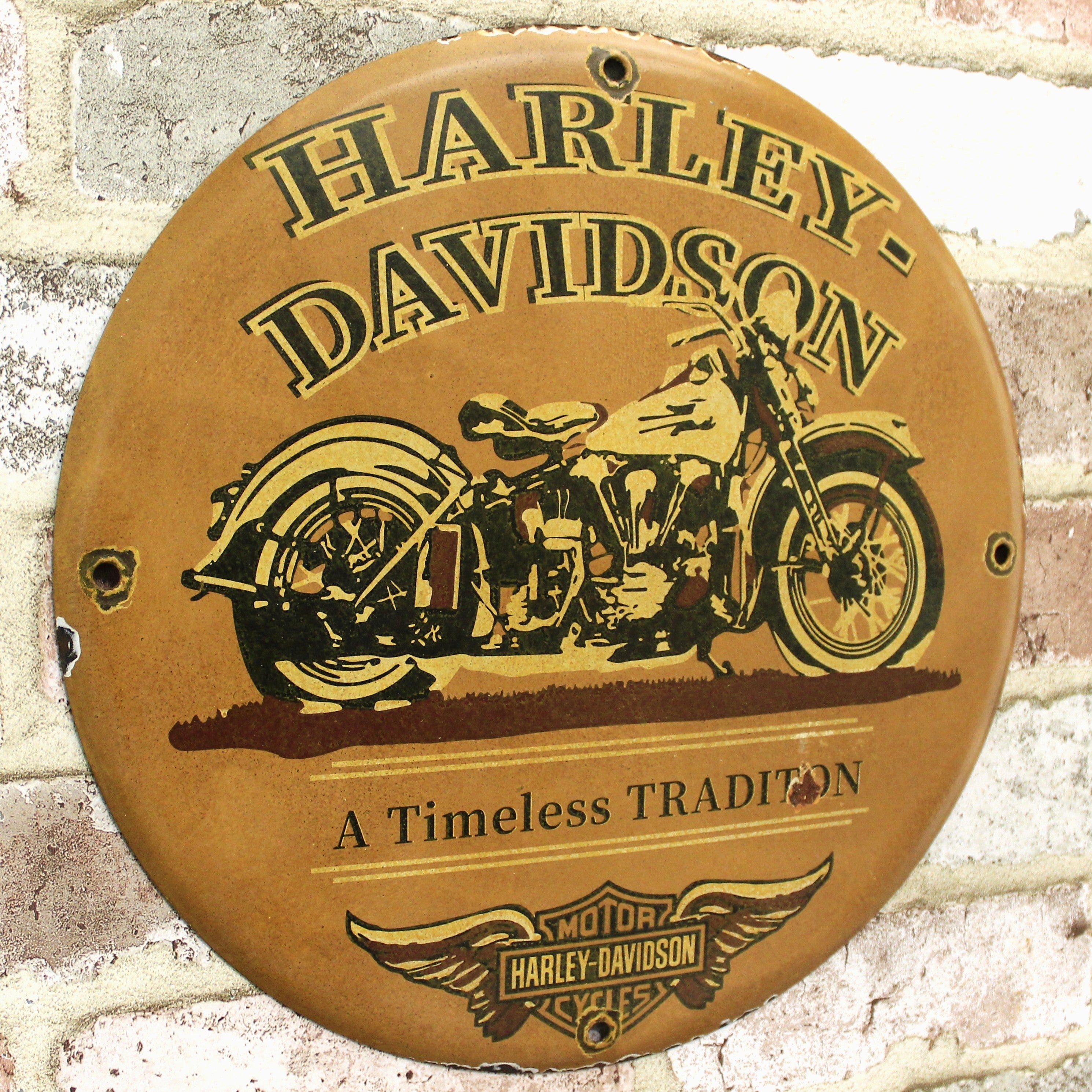Harley Davidson Motorcycles Vintage Porcelain Enamel Sign (12in)