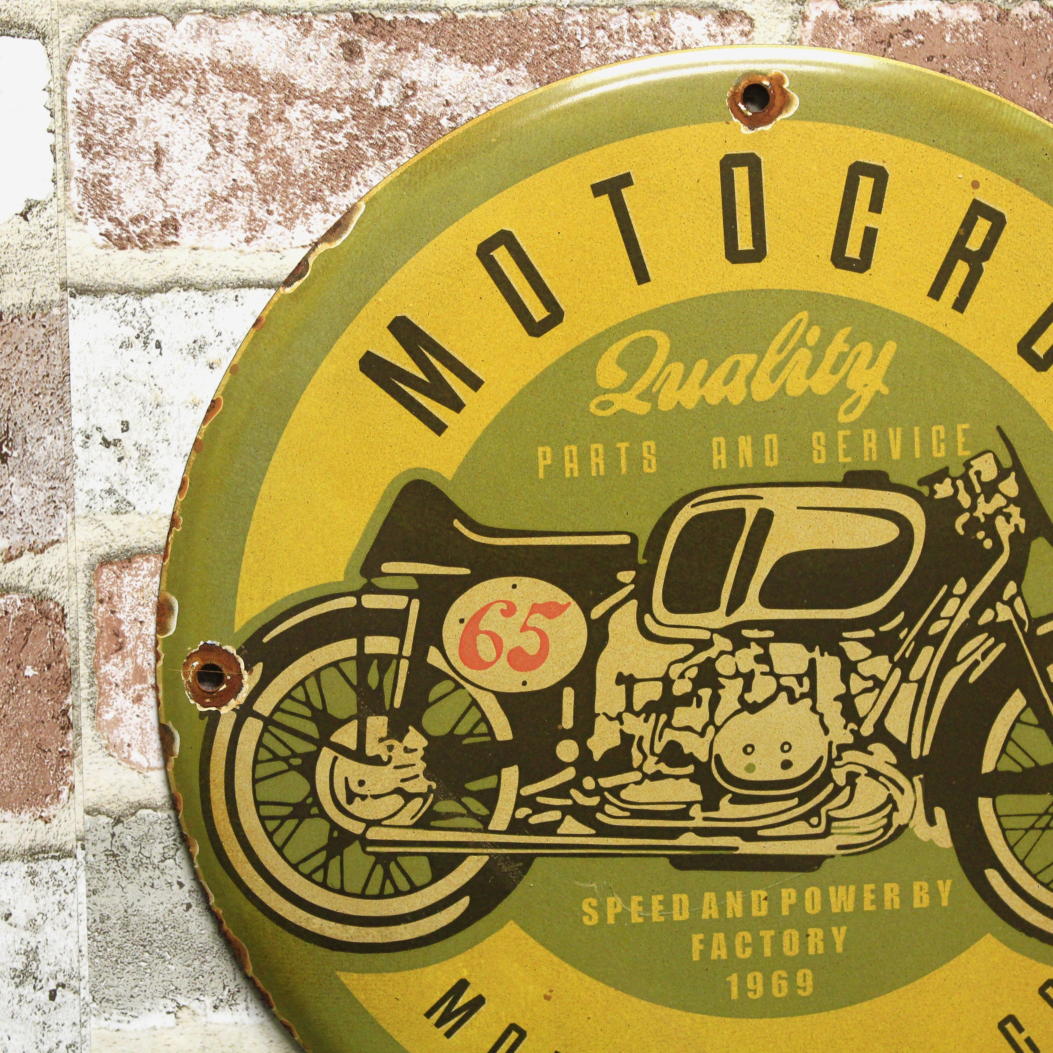 Motocross Motorcycle Co Porcelain Enamel Sign (12in)