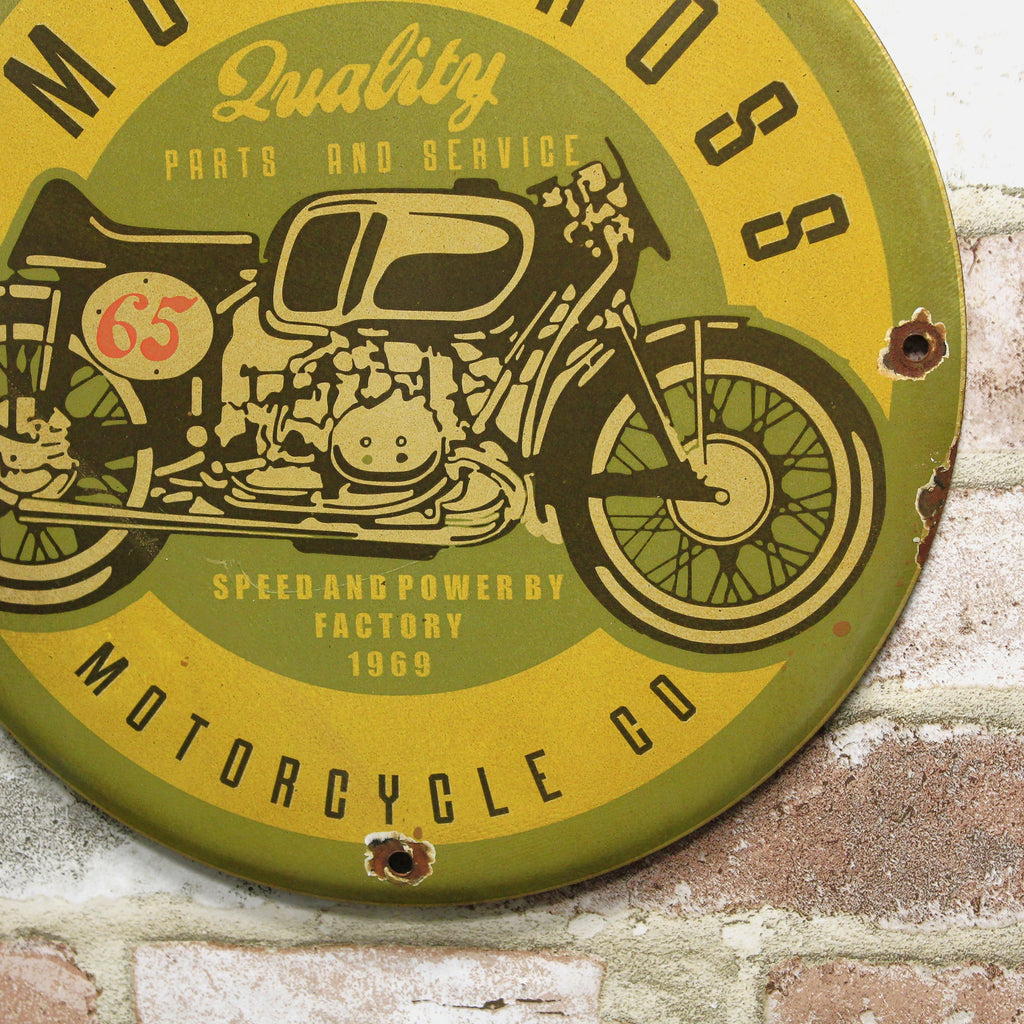 Motocross Motorcycle Co Porcelain Enamel Sign (12in)