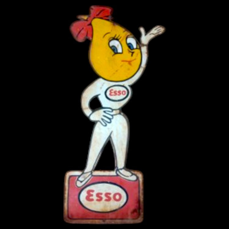 Esso Oil Drop Lady  Die Cut Porcelain Vintage Metal Sign