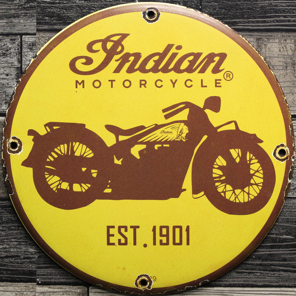 Indian Motorcycles 1901 Porcelain Enamel Sign (12in)
