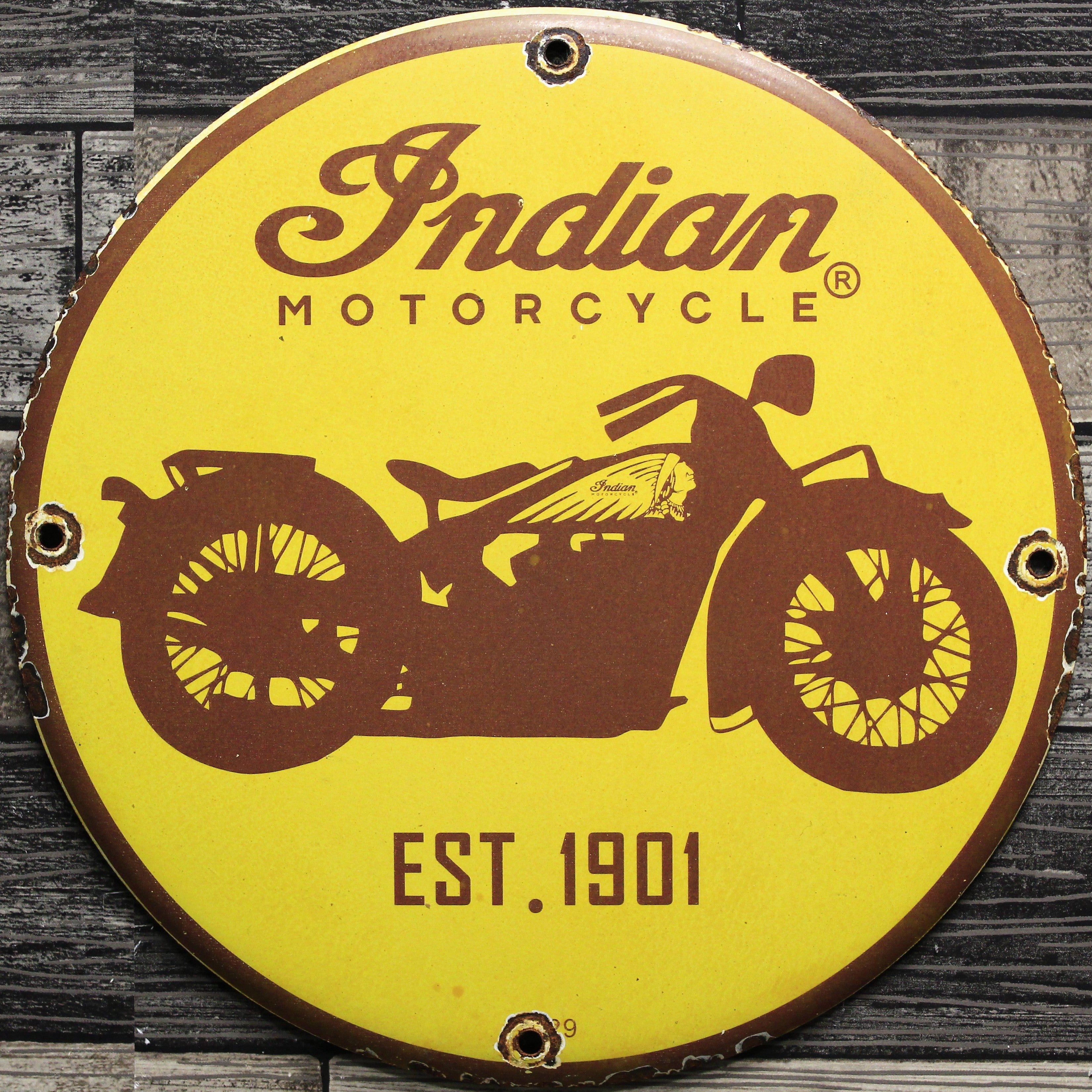 Indian Motorcycles 1901 Porcelain Enamel Sign (12in)