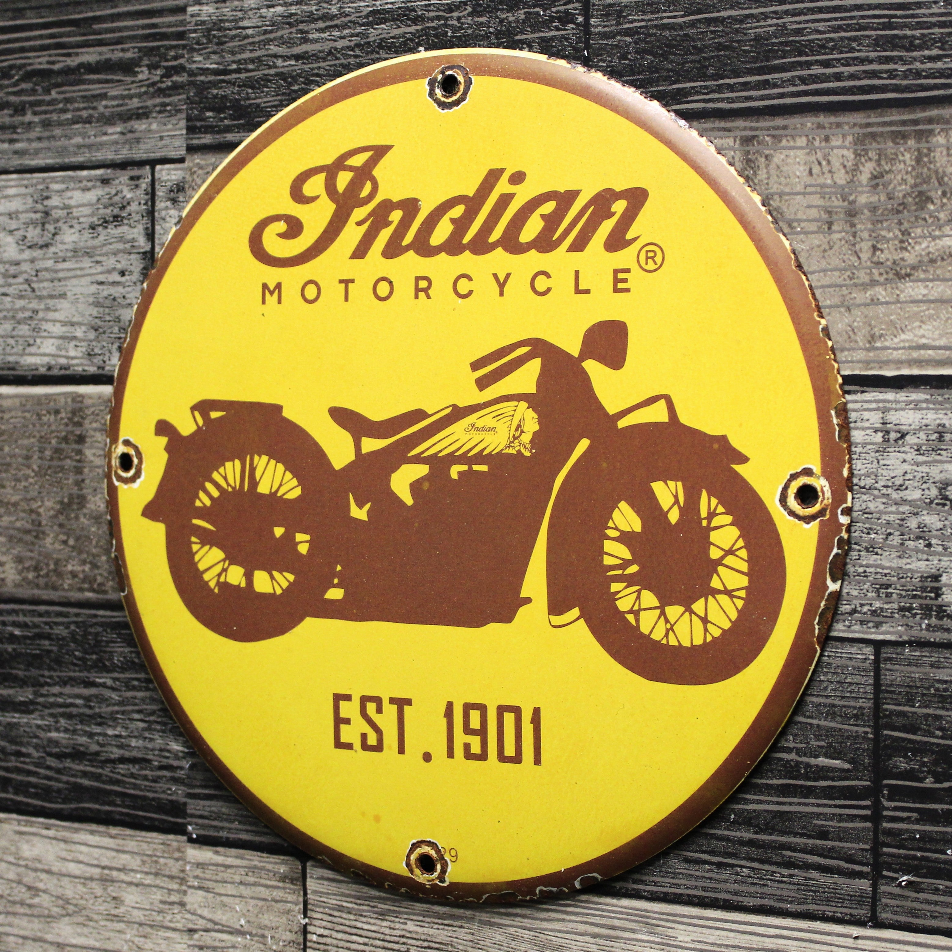 Indian Motorcycles 1901 Porcelain Enamel Sign (12in)