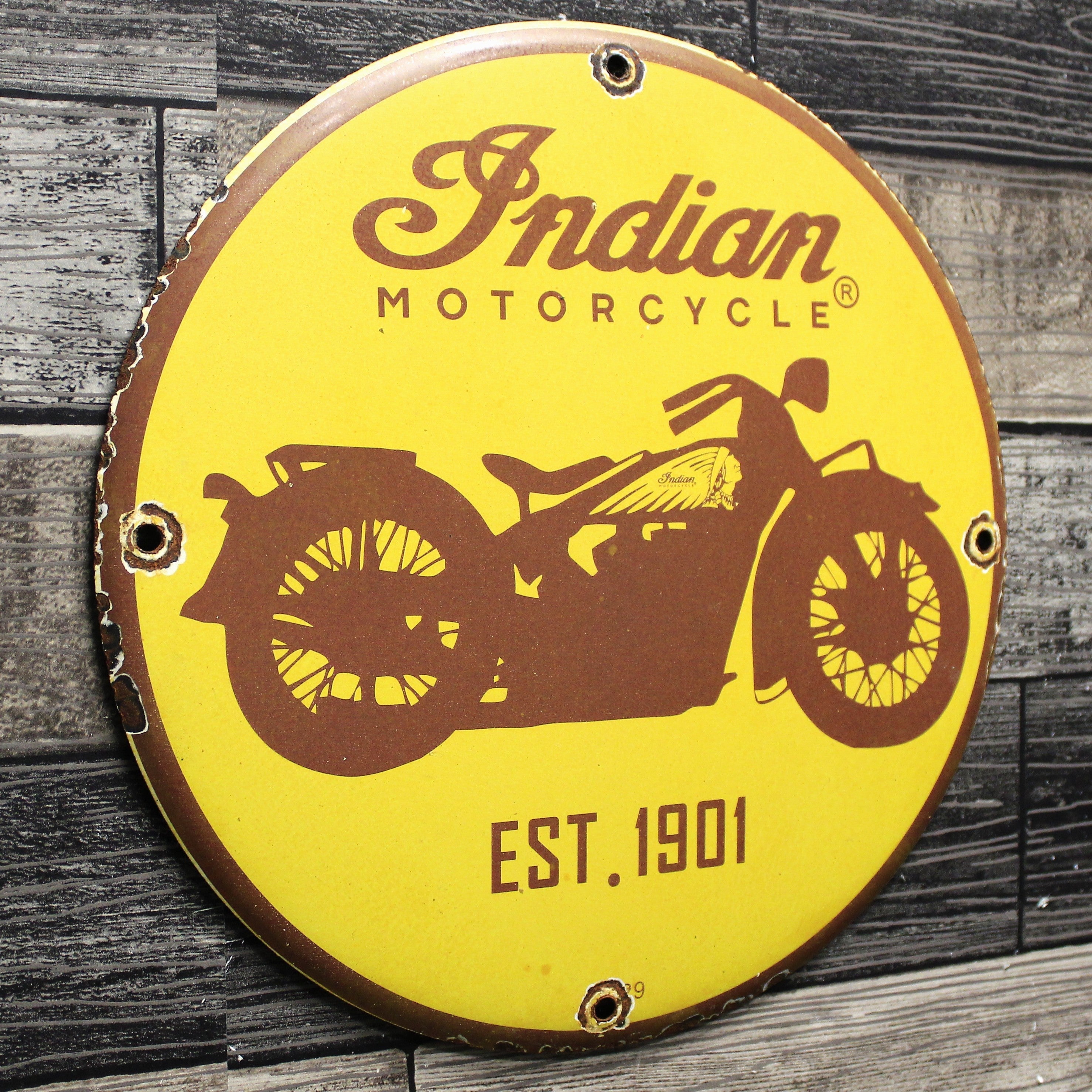 Indian Motorcycles 1901 Porcelain Enamel Sign (12in)