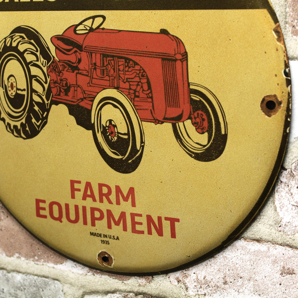 Ford Farm Tractor Sales Service Porcelain Enamel Sign (12in)