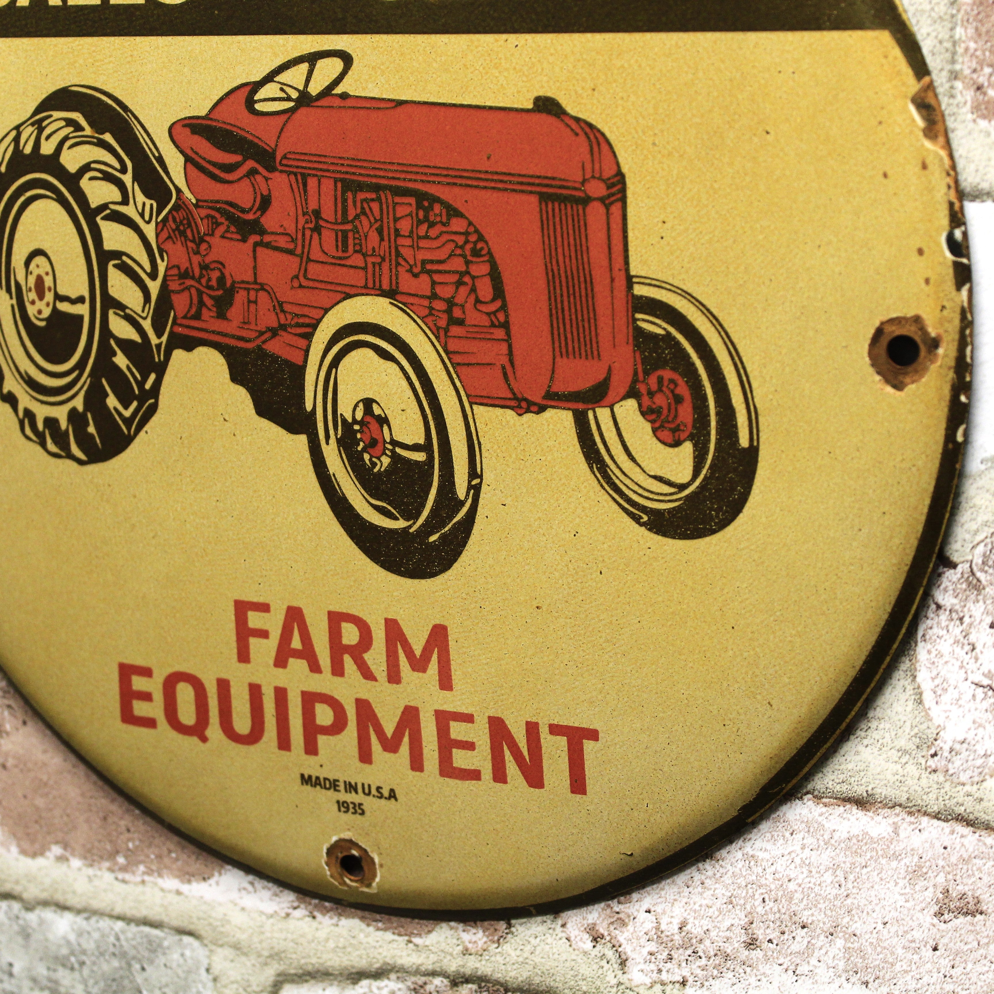 Ford Farm Tractor Sales Service Porcelain Enamel Sign (12in)