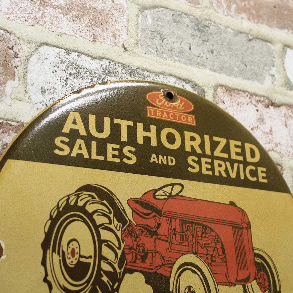 Ford Farm Tractor Sales Service Porcelain Enamel Sign (12in)