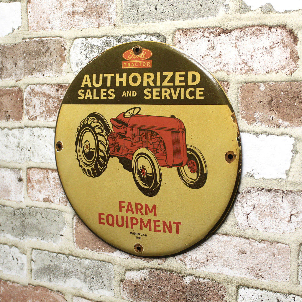 Ford Farm Tractor Sales Service Porcelain Enamel Sign (12in)