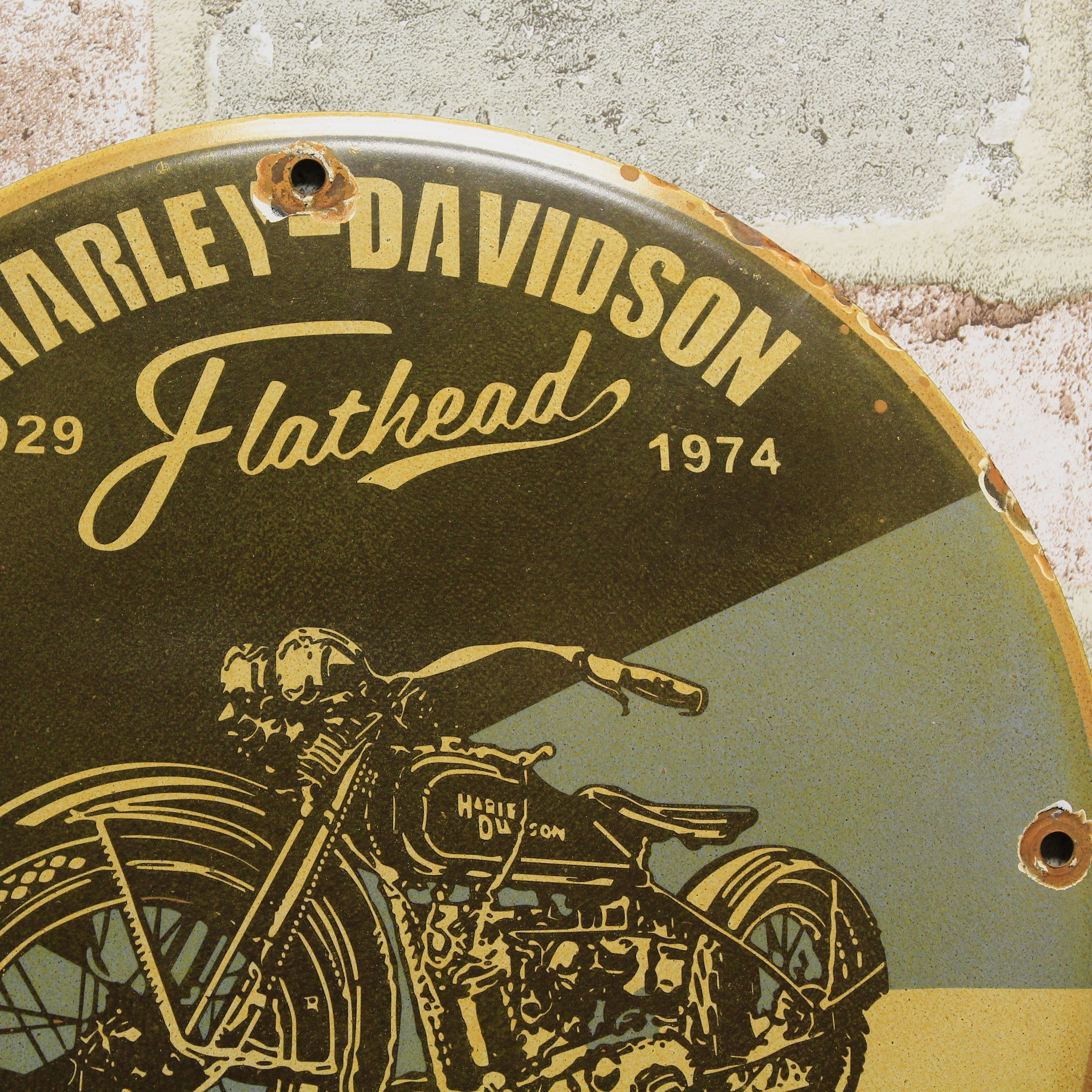 Harley Davidson Flathead Motorcycles Porcelain Enamel Sign (12in)