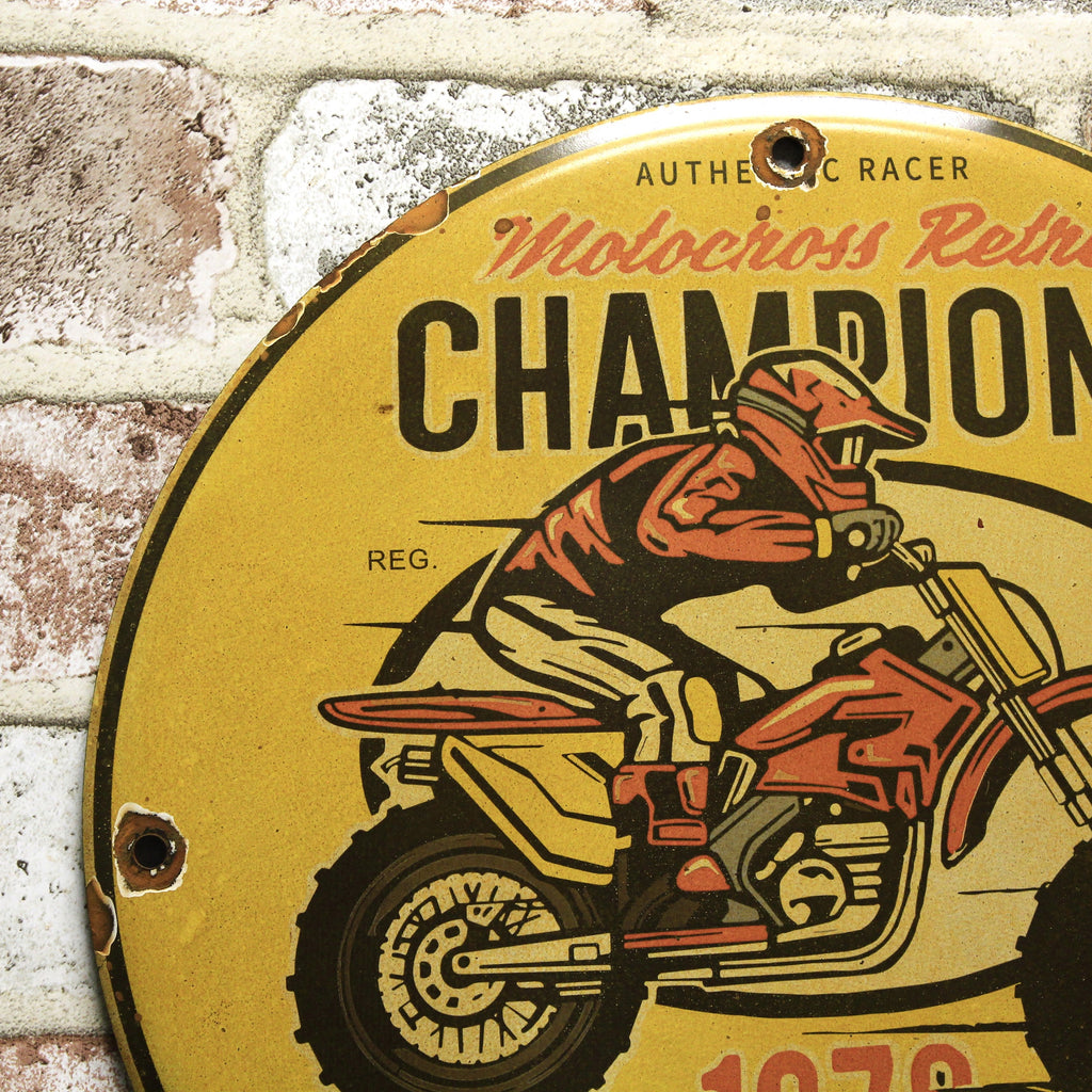 Motocross Retro Champions 1978 Porcelain Enamel Sign (12in)