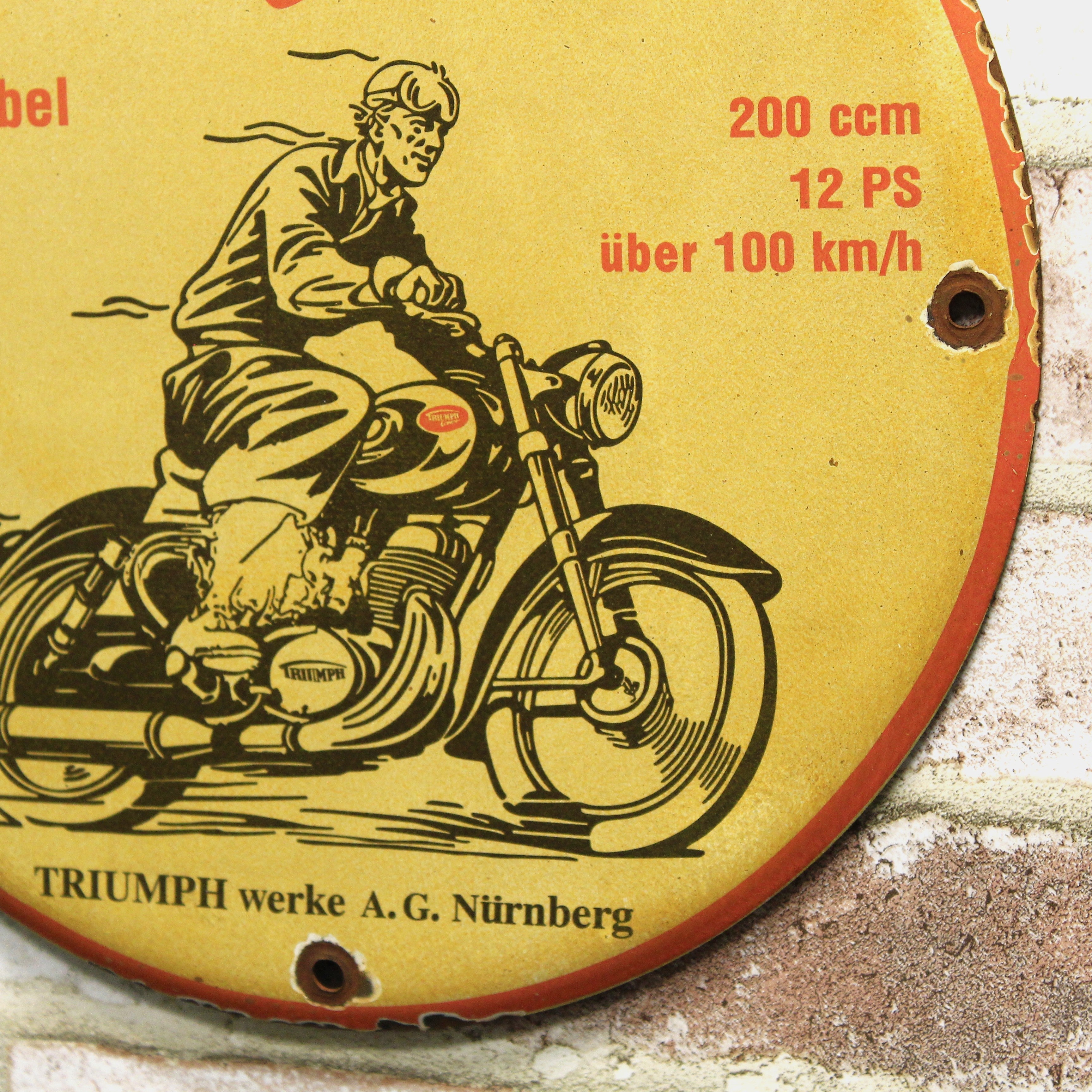 Triumph Corner Motorcycles Porcelain Enamel Sign (12in)