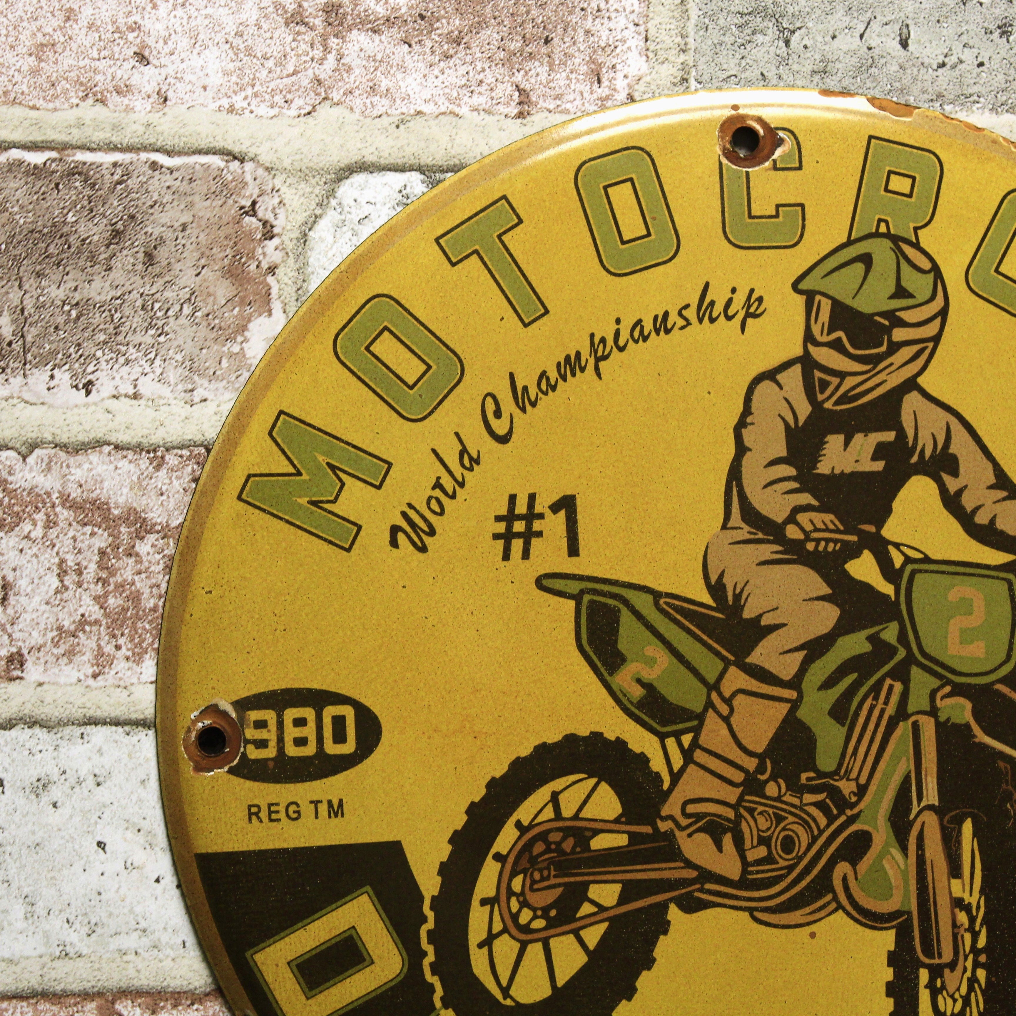 Motocross World Championship Dirt Track Porcelain Enamel Sign (12in)