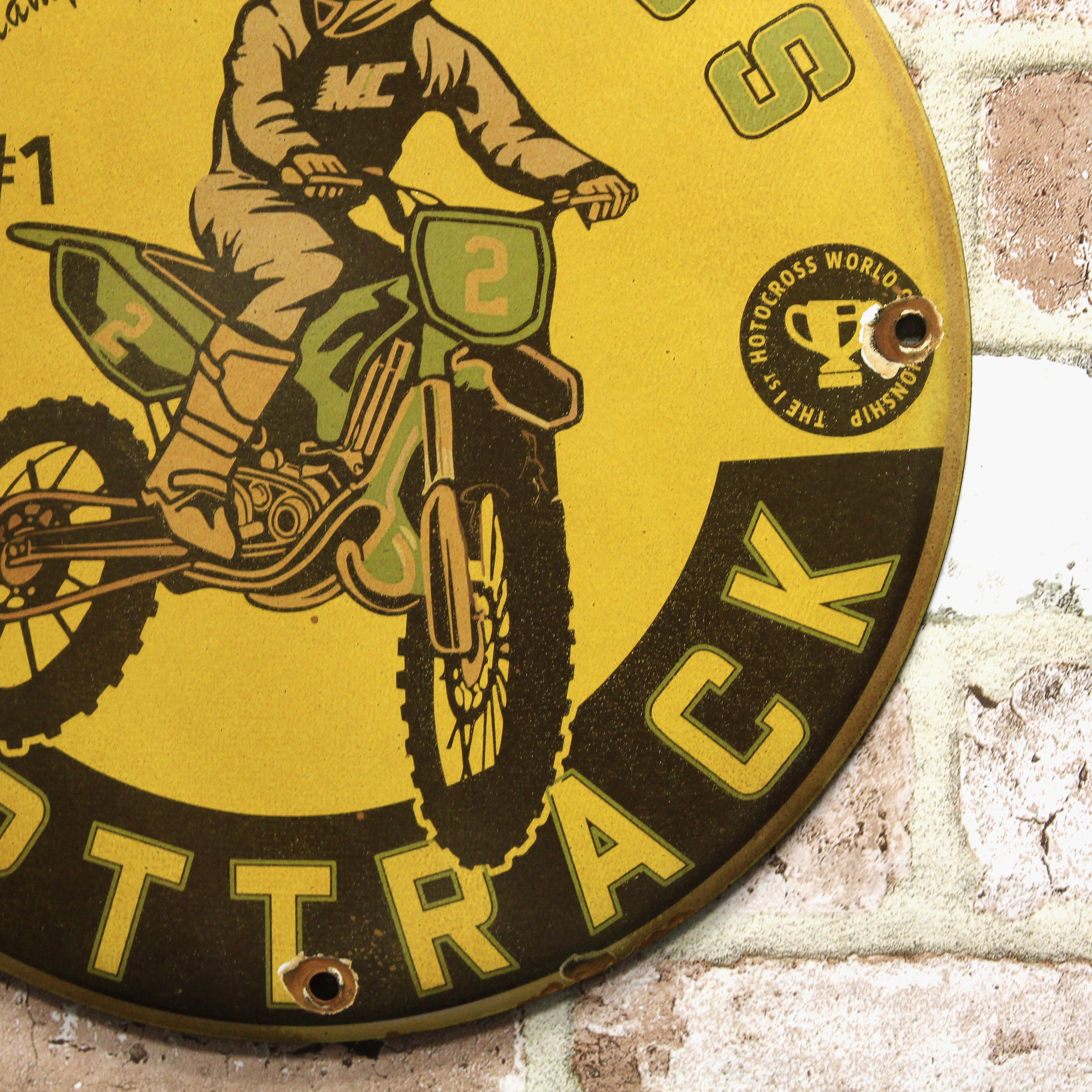 Motocross World Championship Dirt Track Porcelain Enamel Sign (12in)