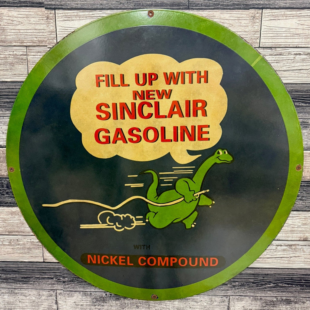 🔥 SALE — Sinclair Dino Gasoline Large 30-Inch Porcelain Enamel Sign