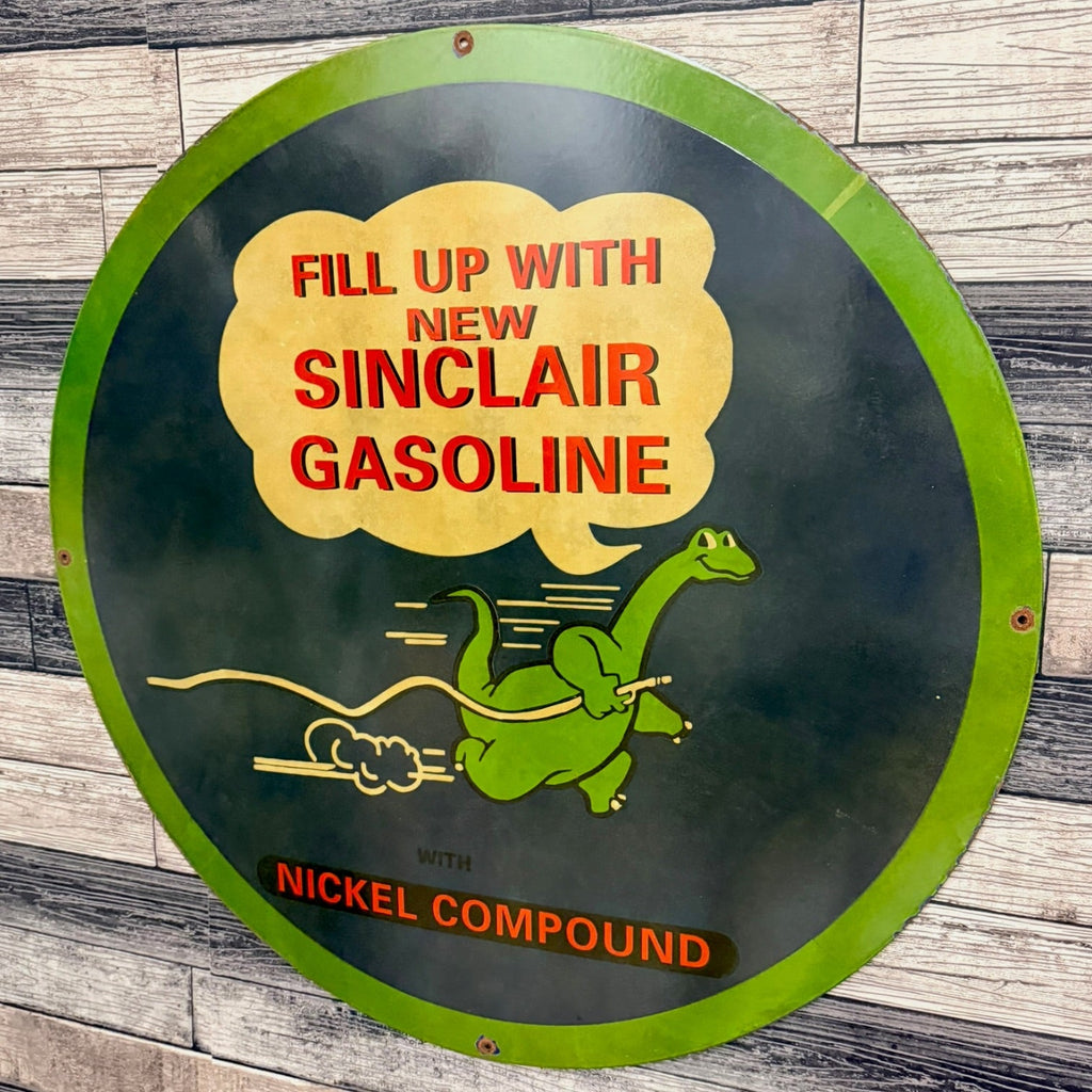 🔥 SALE — Sinclair Dino Gasoline Large 30-Inch Porcelain Enamel Sign