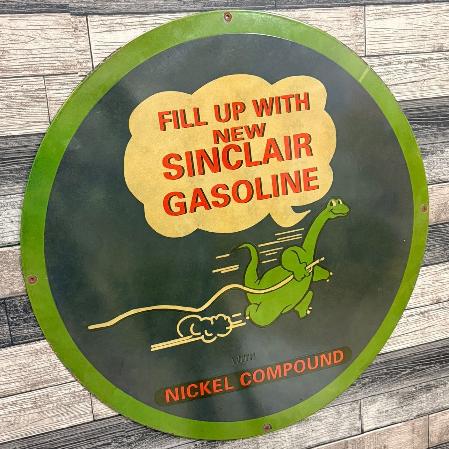 🔥 SALE — Sinclair Dino Gasoline Large 30-Inch Porcelain Enamel Sign