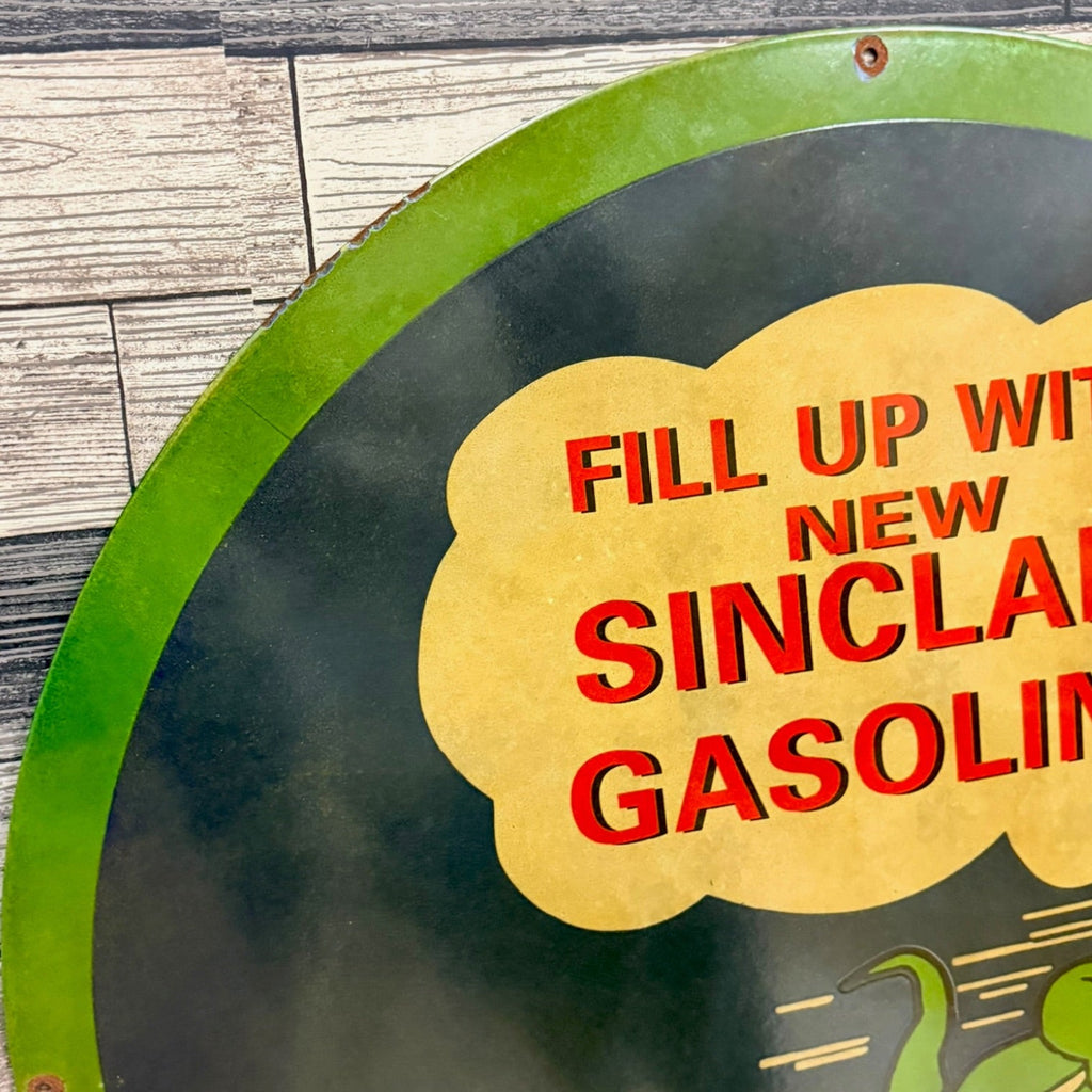 🔥 SALE — Sinclair Dino Gasoline Large 30-Inch Porcelain Enamel Sign