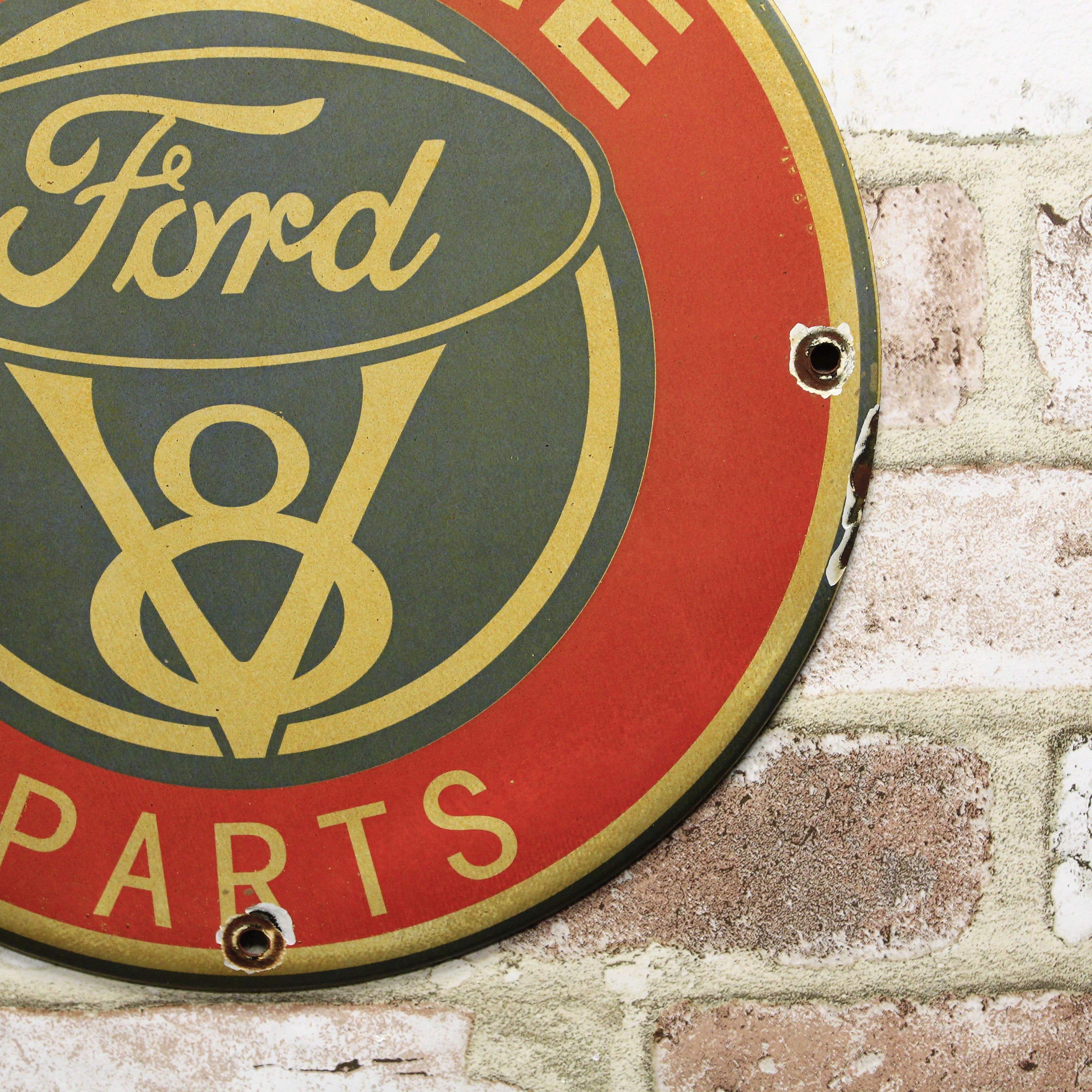 Ford V8 Parts Porcelain Enamel Sign (12in)