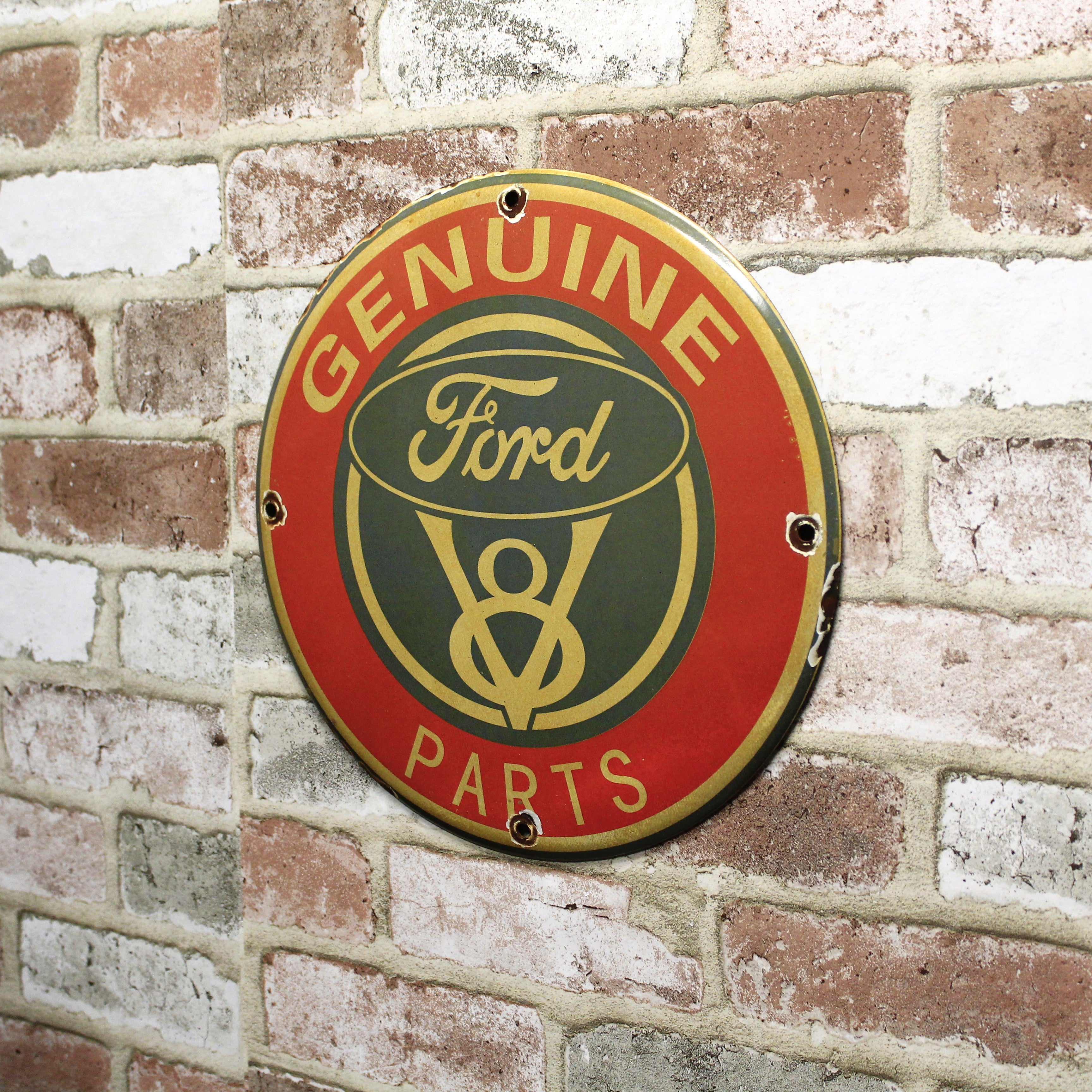 Ford V8 Parts Porcelain Enamel Sign (12in)