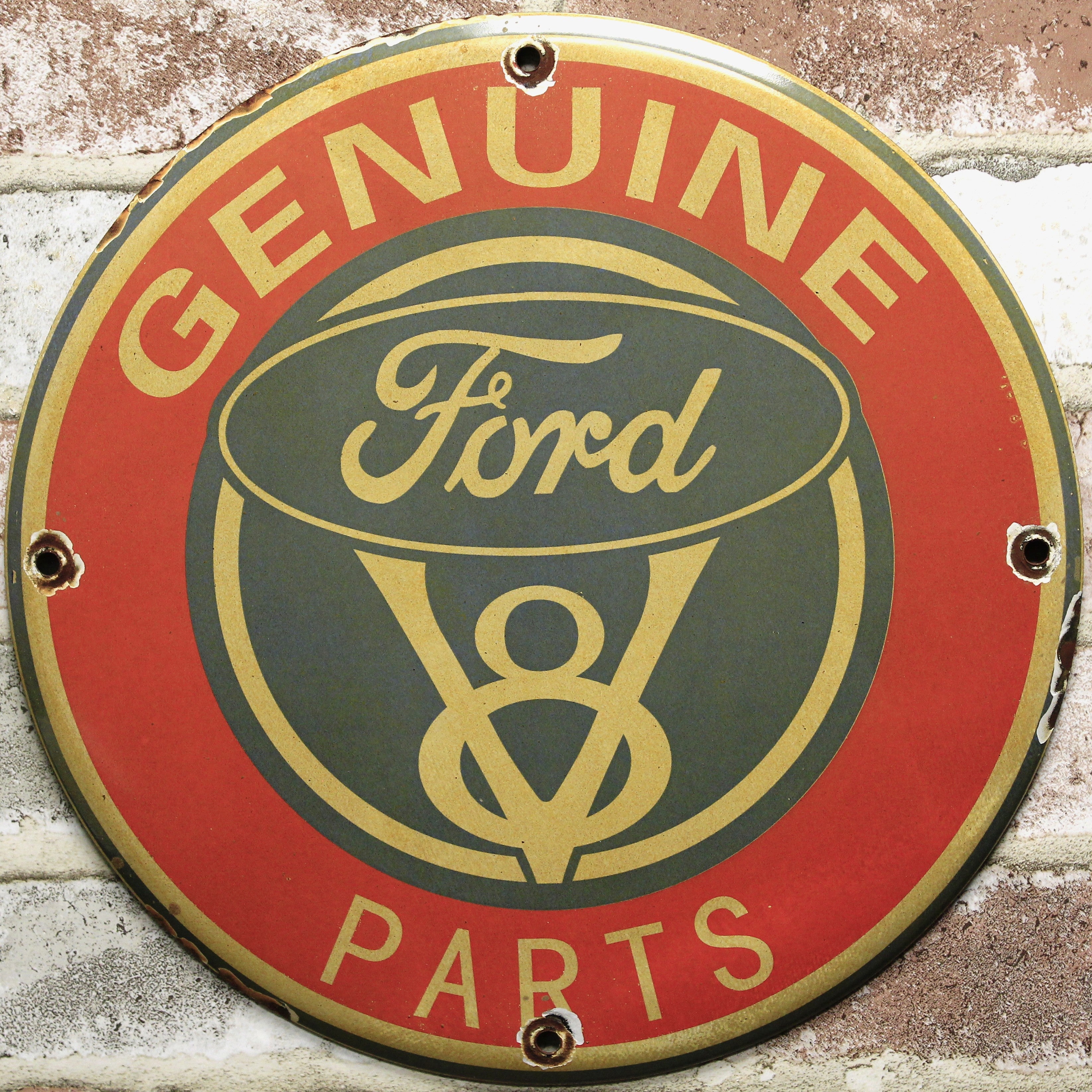 Ford V8 Parts Porcelain Enamel Sign (12in)