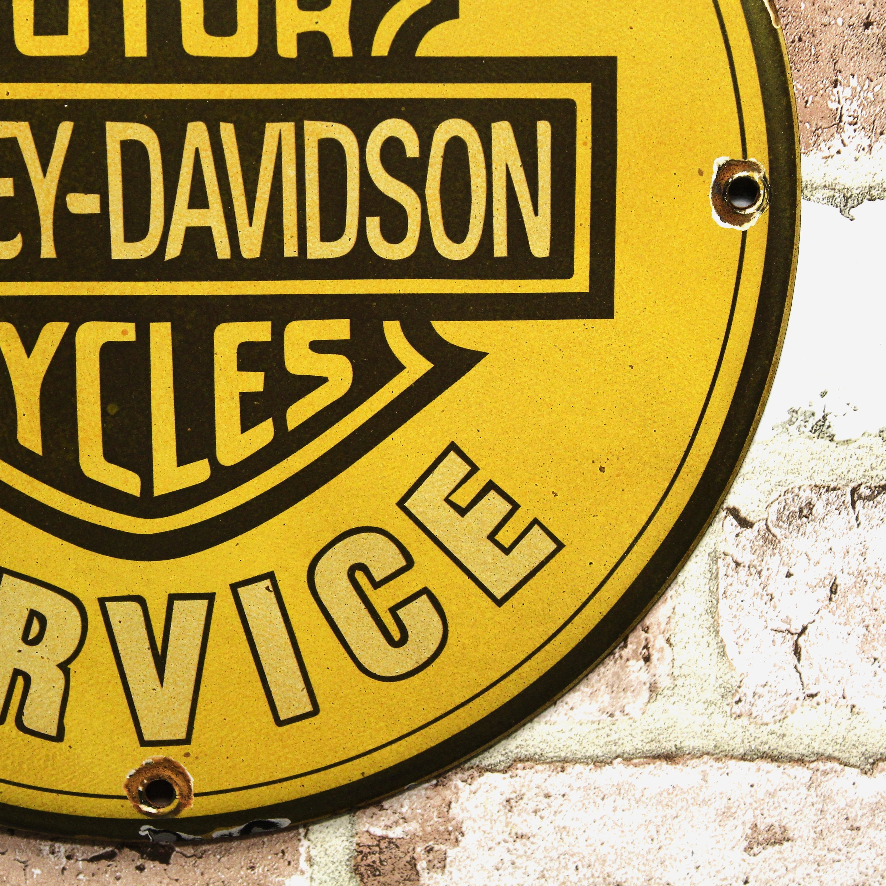 Harley Davidson Motorcycles Sales Service Porcelain Enamel Sign (12in)
