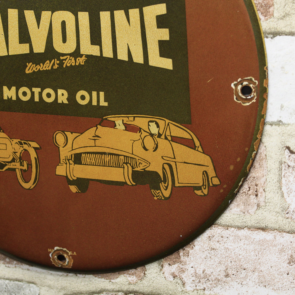 Valvoline Motor Oil Porcelain Enamel Sign (12in) MISSPELLED